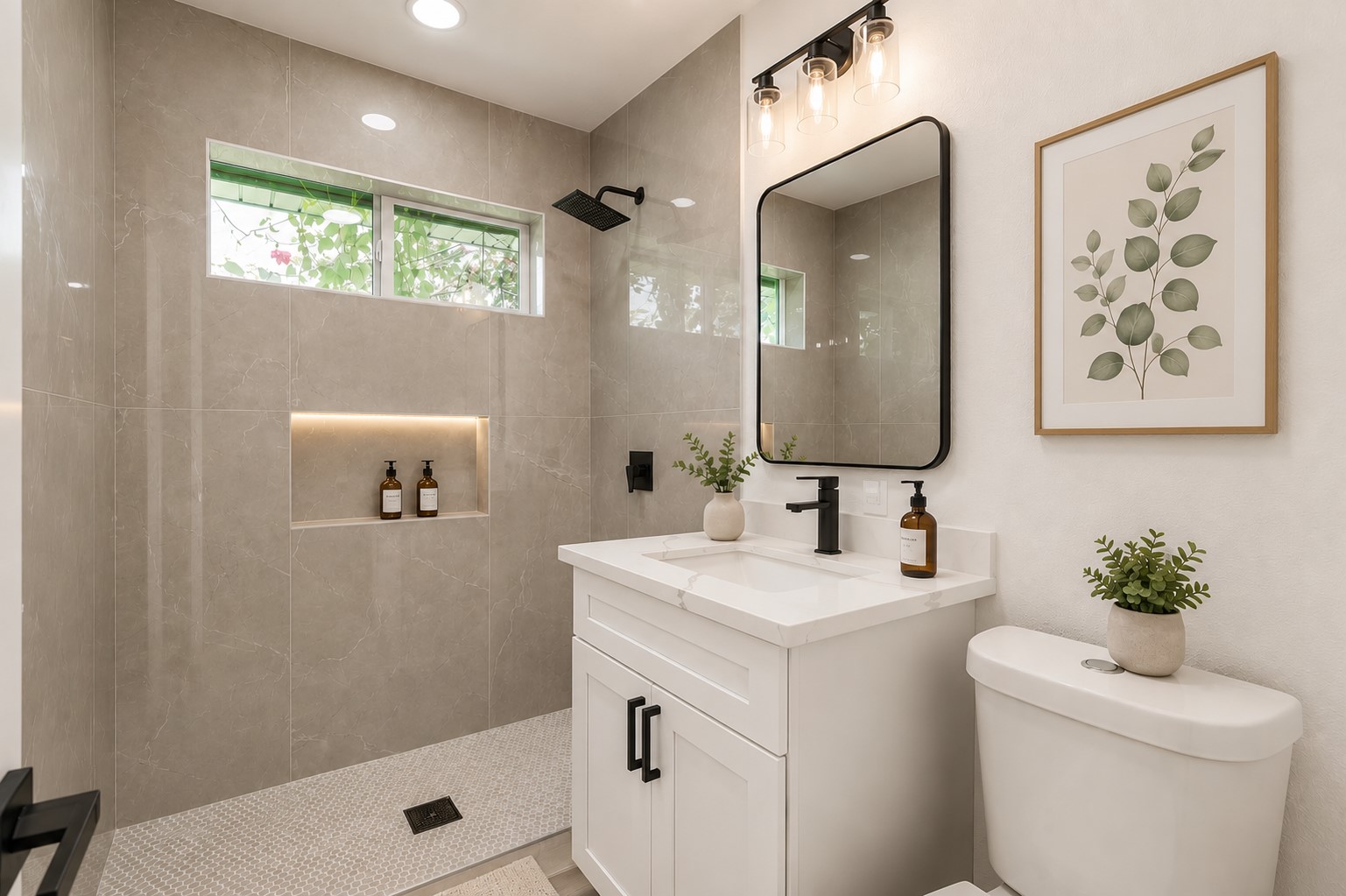 Virtually Staged Primary Bathroom