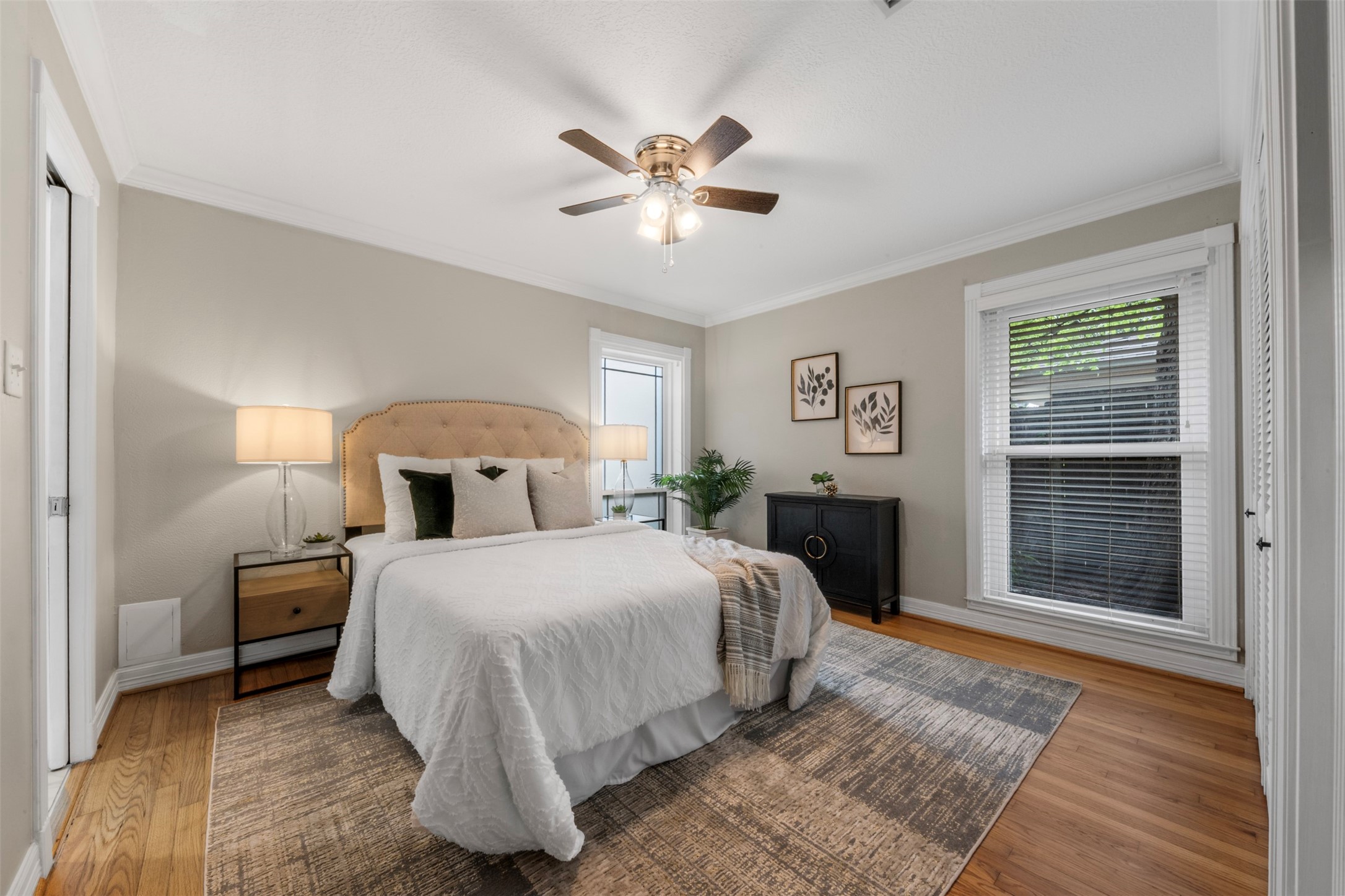 Your primary retreat is cozy, charming, and the perfect size.