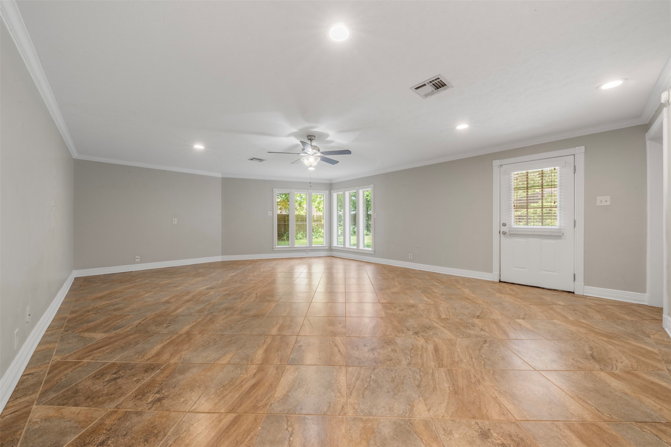 Showcasing the vast size and adaptablity of this room.