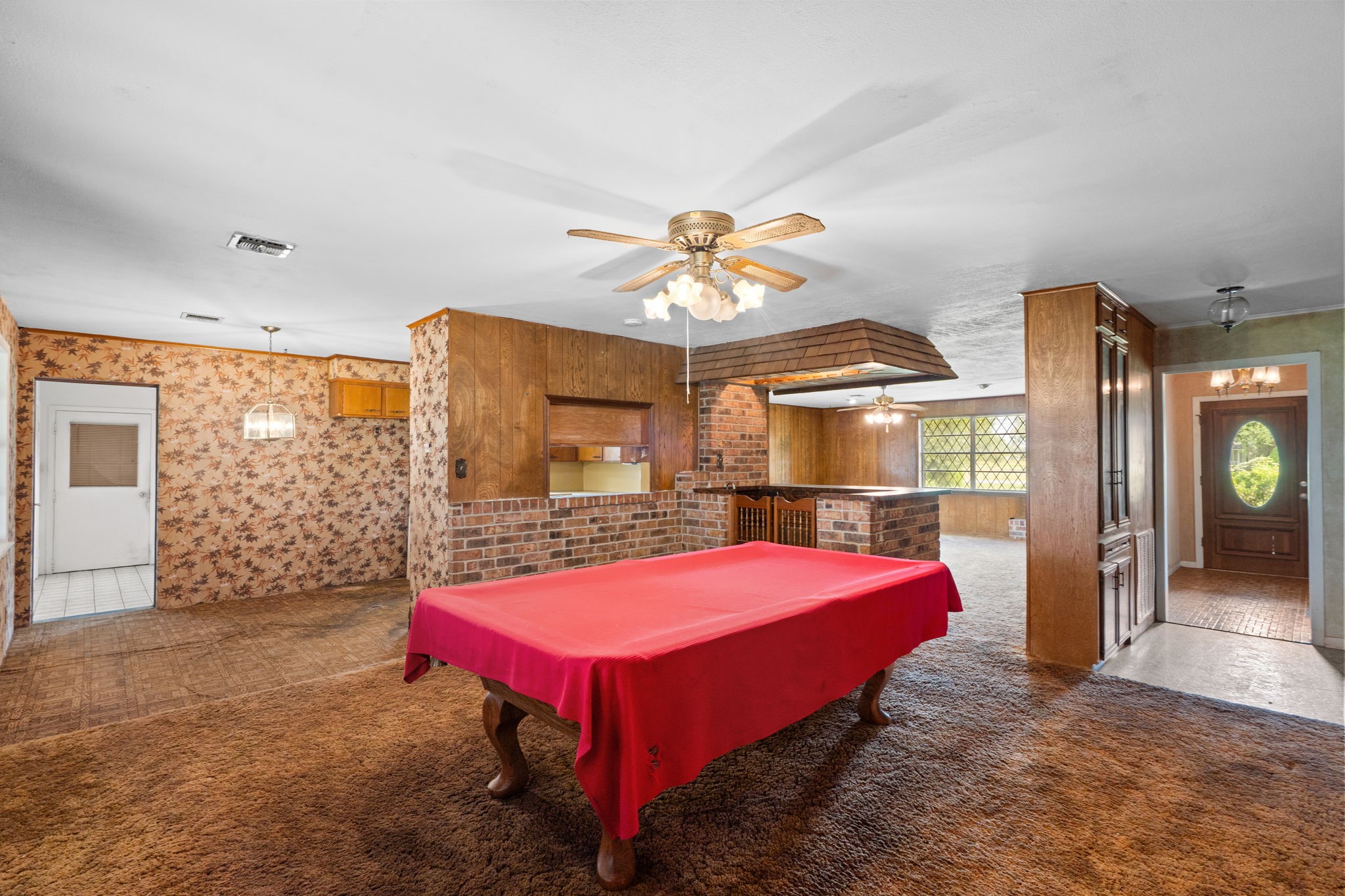 Open gathering area with brick accents. Open gathering area with brick accents.