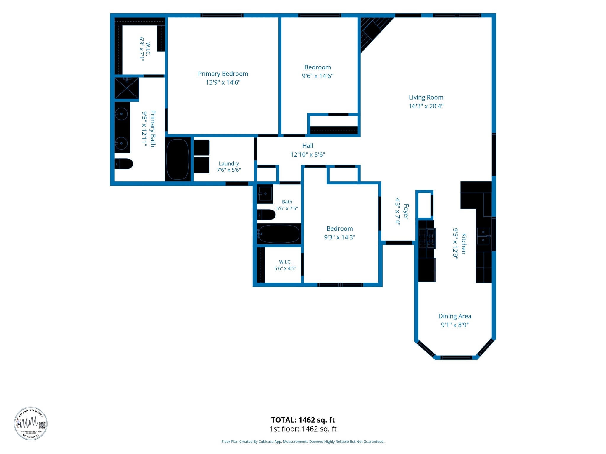 Floor plan highlights the home's functional one-story layout and easy flow between living spaces