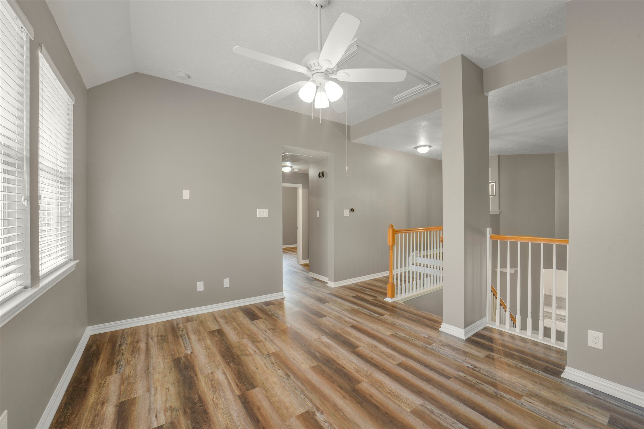 Head upstairs to the massive game room, providing the perfect multi-functional space for movie nights, play, or relaxation.