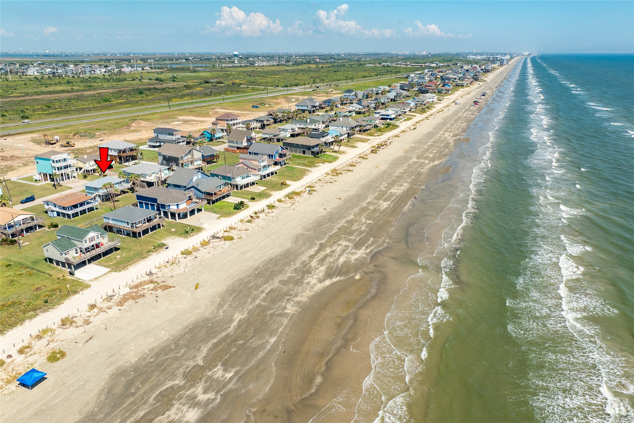View of beach facing East towards Galveston.