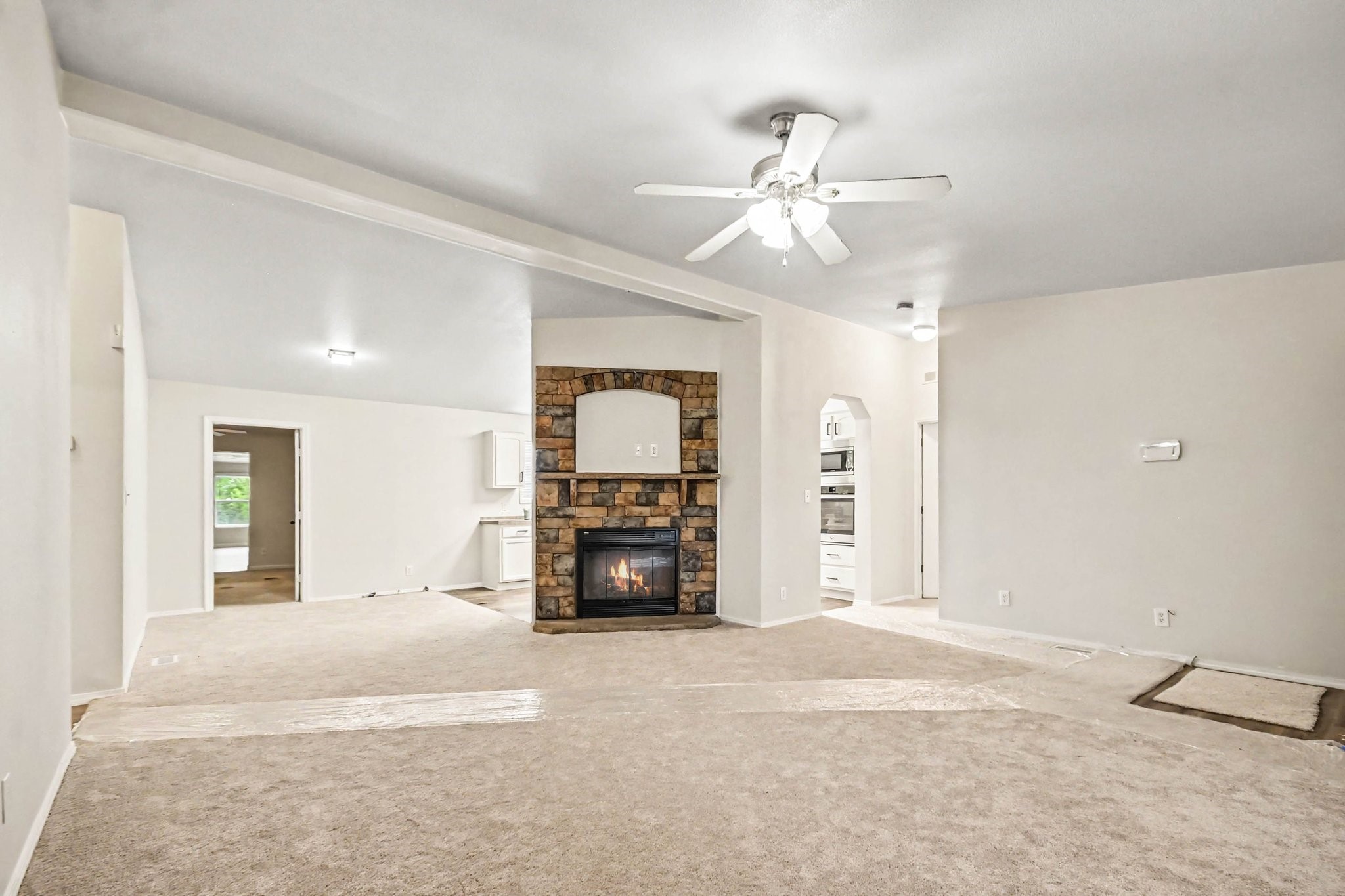 Cozy fireplace in the family room