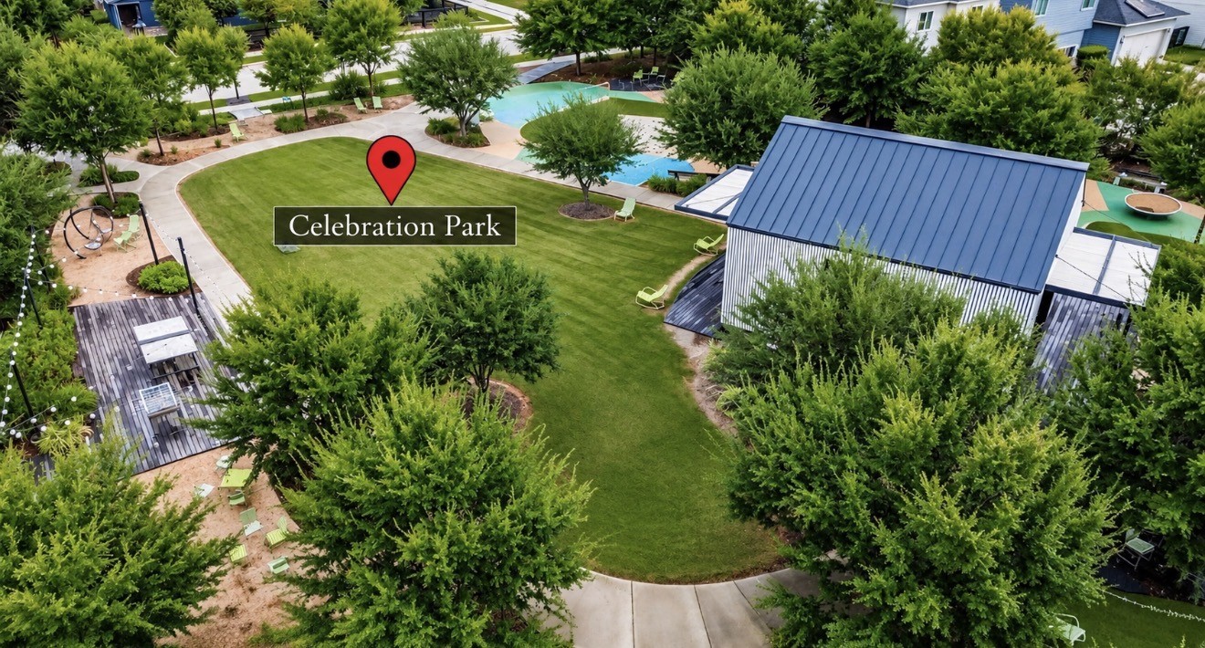 Aerial perspective showcases this David Weekley homes standout location near Celebration Park within the master-planned Bridgeland community.