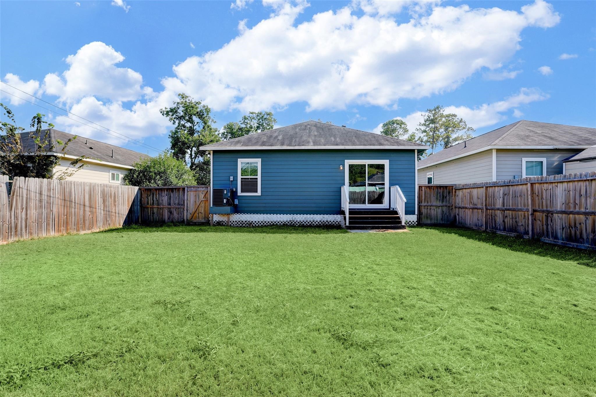 Large backyard with room to build a storage shed or larger patio