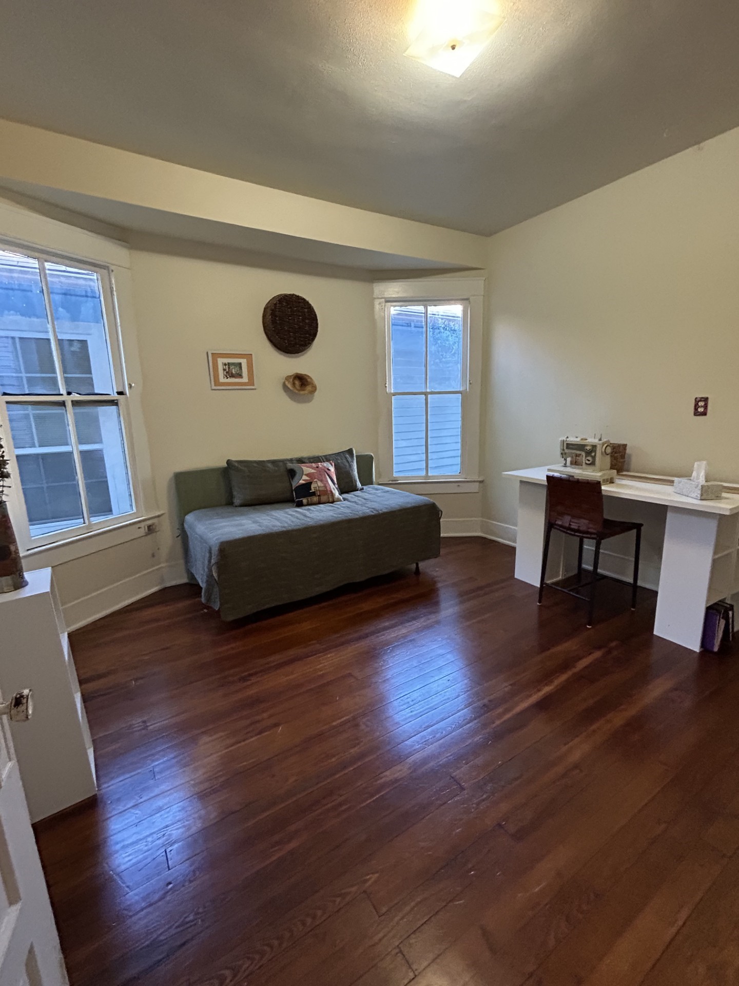 Middle bedroom has a bay window.