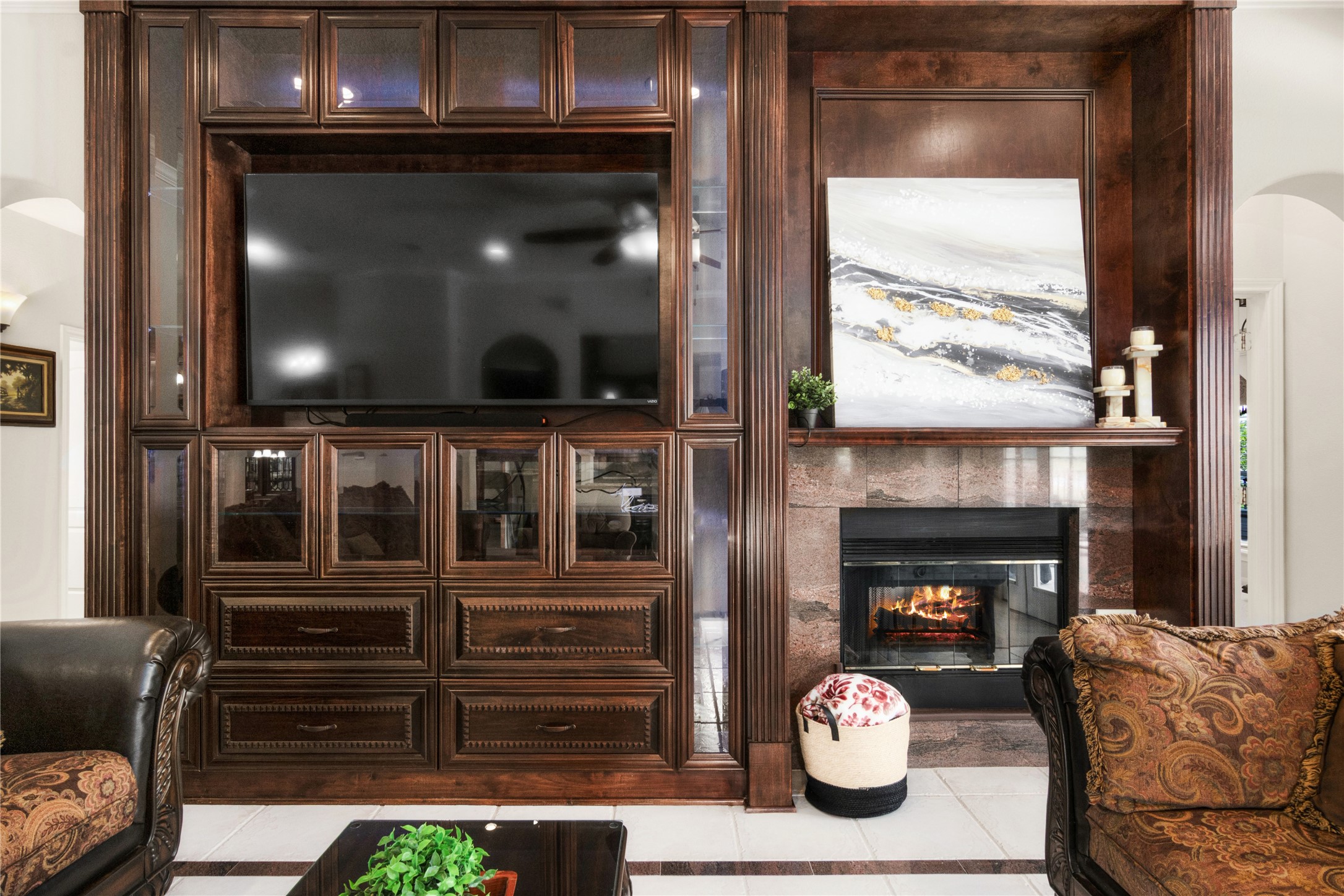 Wood burning fireplace