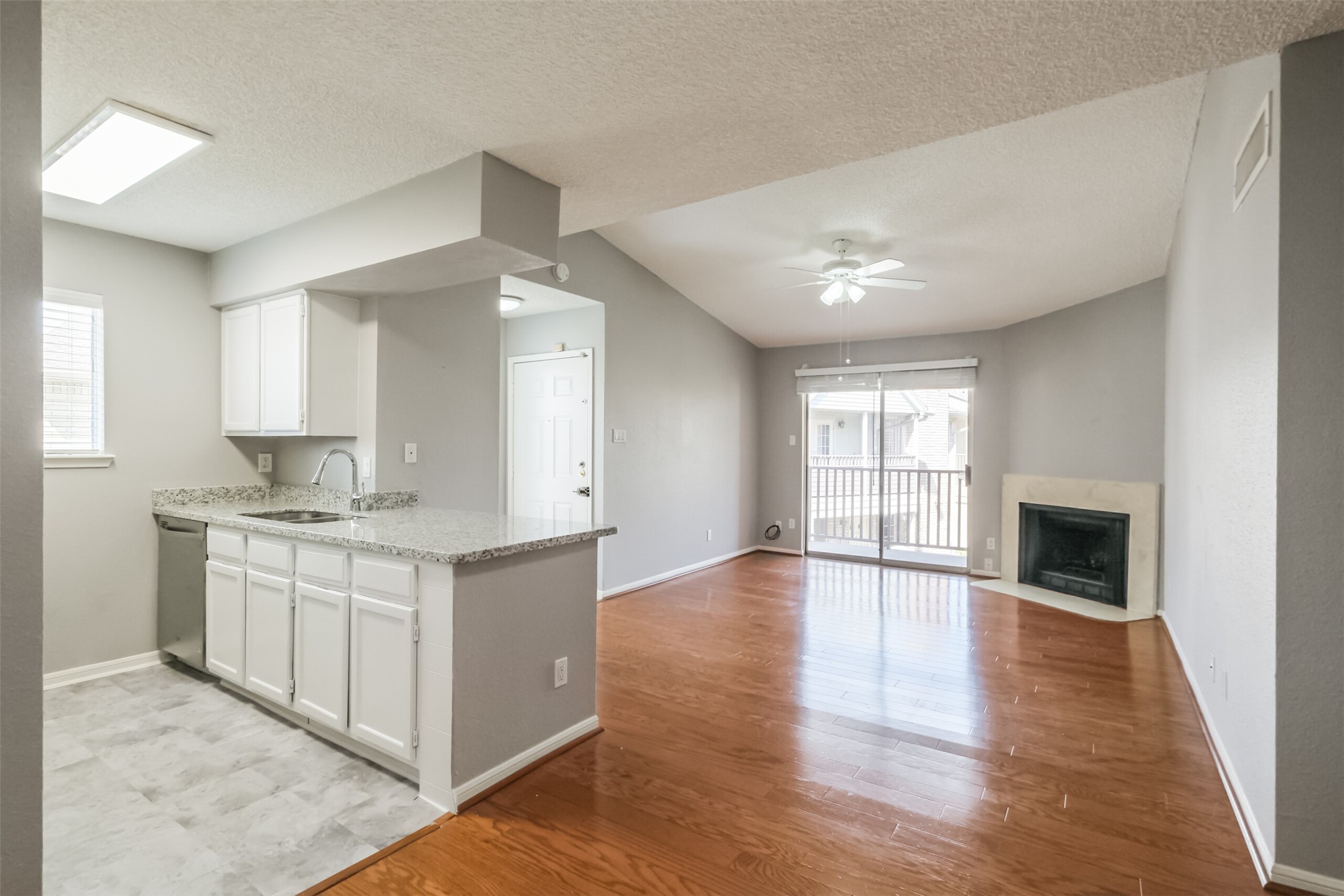Open view of the living room from the dining area!