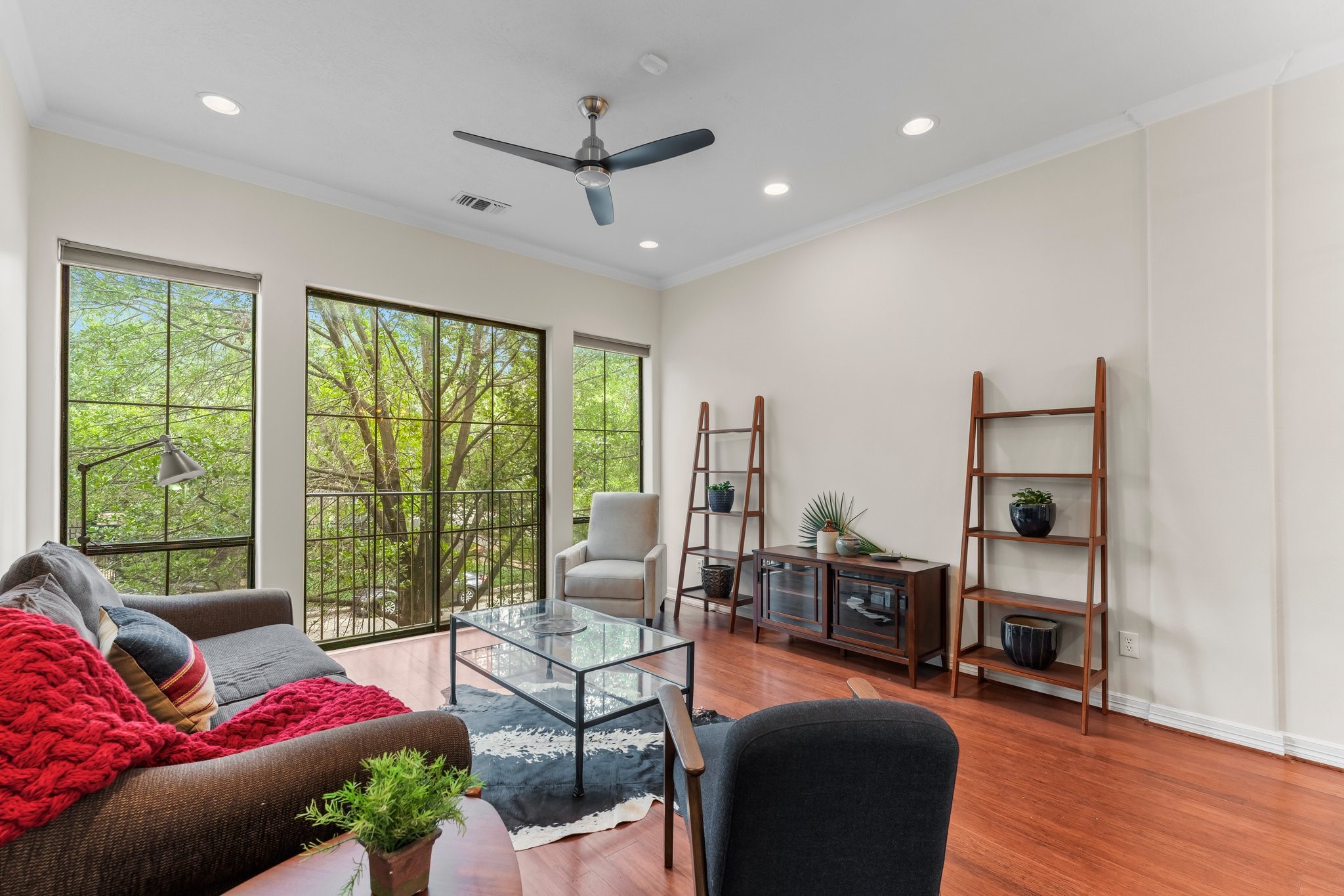 Main living area with a view of tree tops!