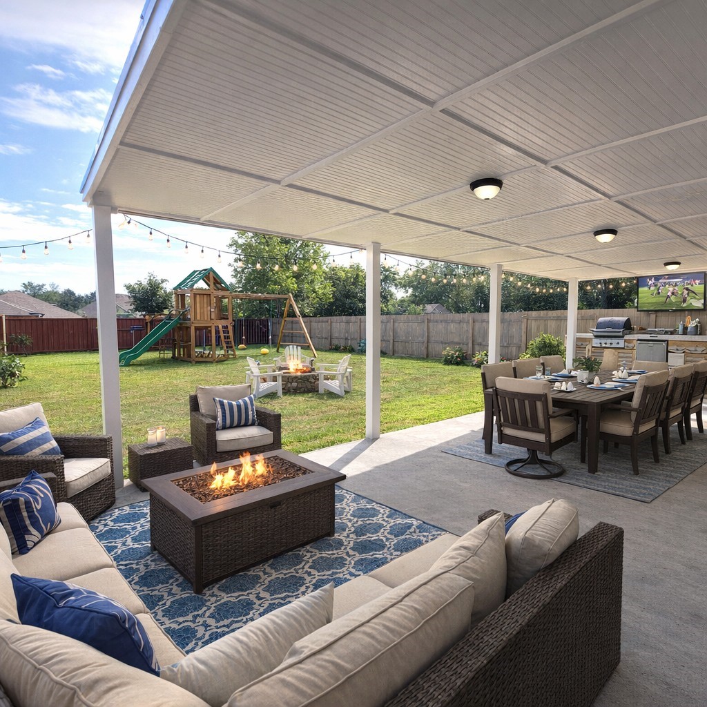 Virtually Staged Covered patio