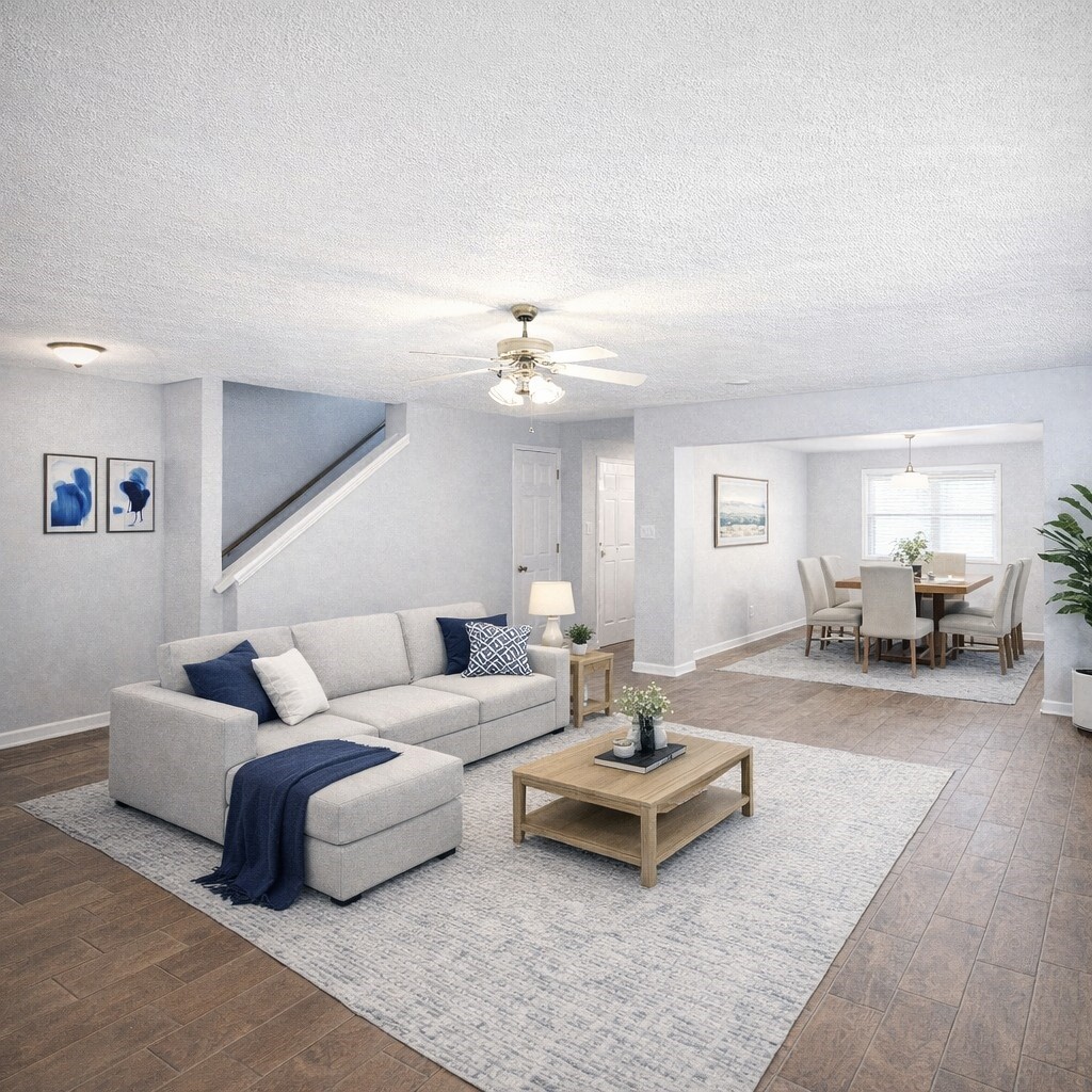 Virtually Staged Living and Dining Room Virtually Staged Living and Dining Room