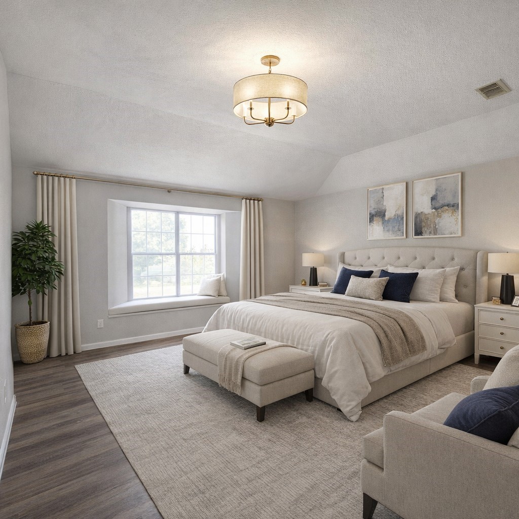 Virtually Staged Master Bedroom