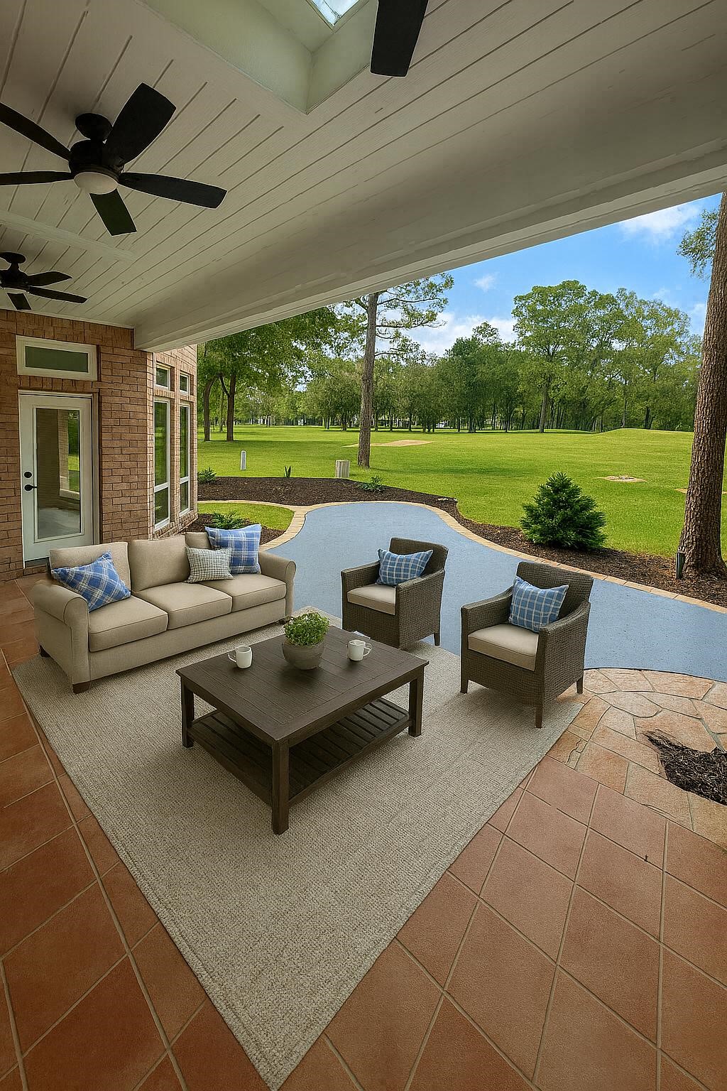 Digitally staged back porch
