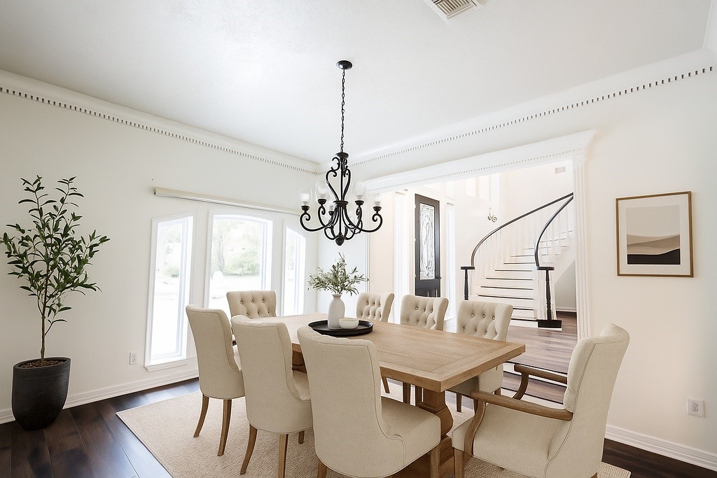 Digitally staged dining room