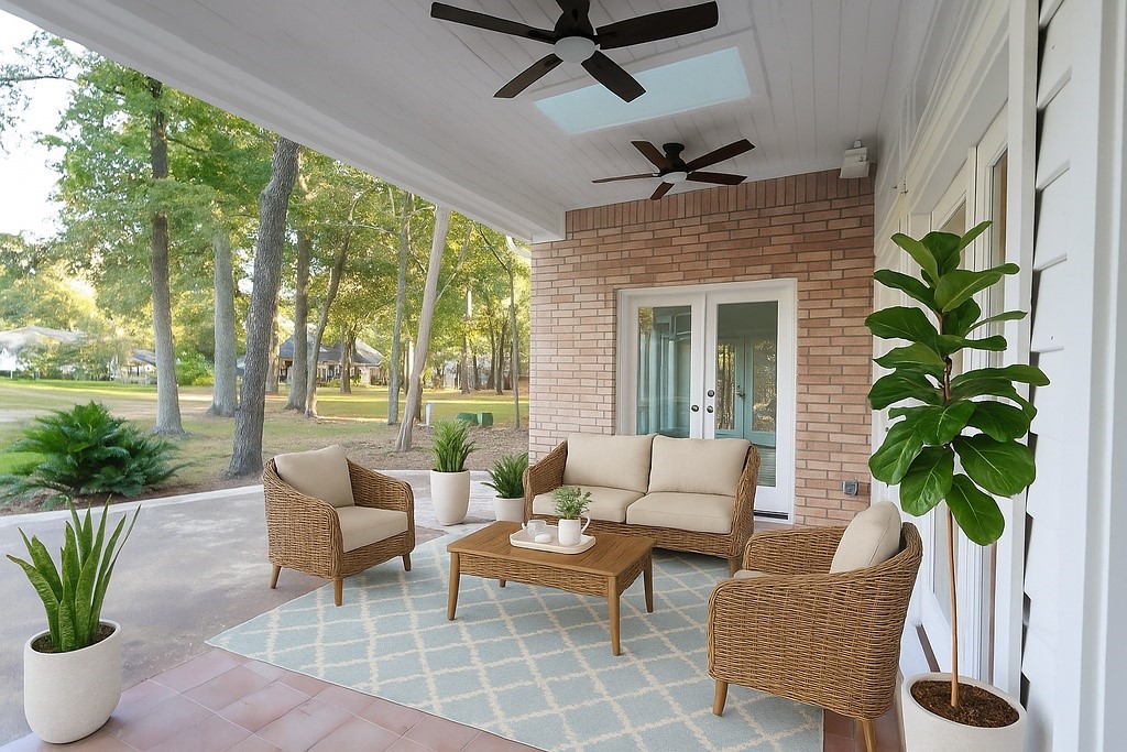 Digitally staged back porch