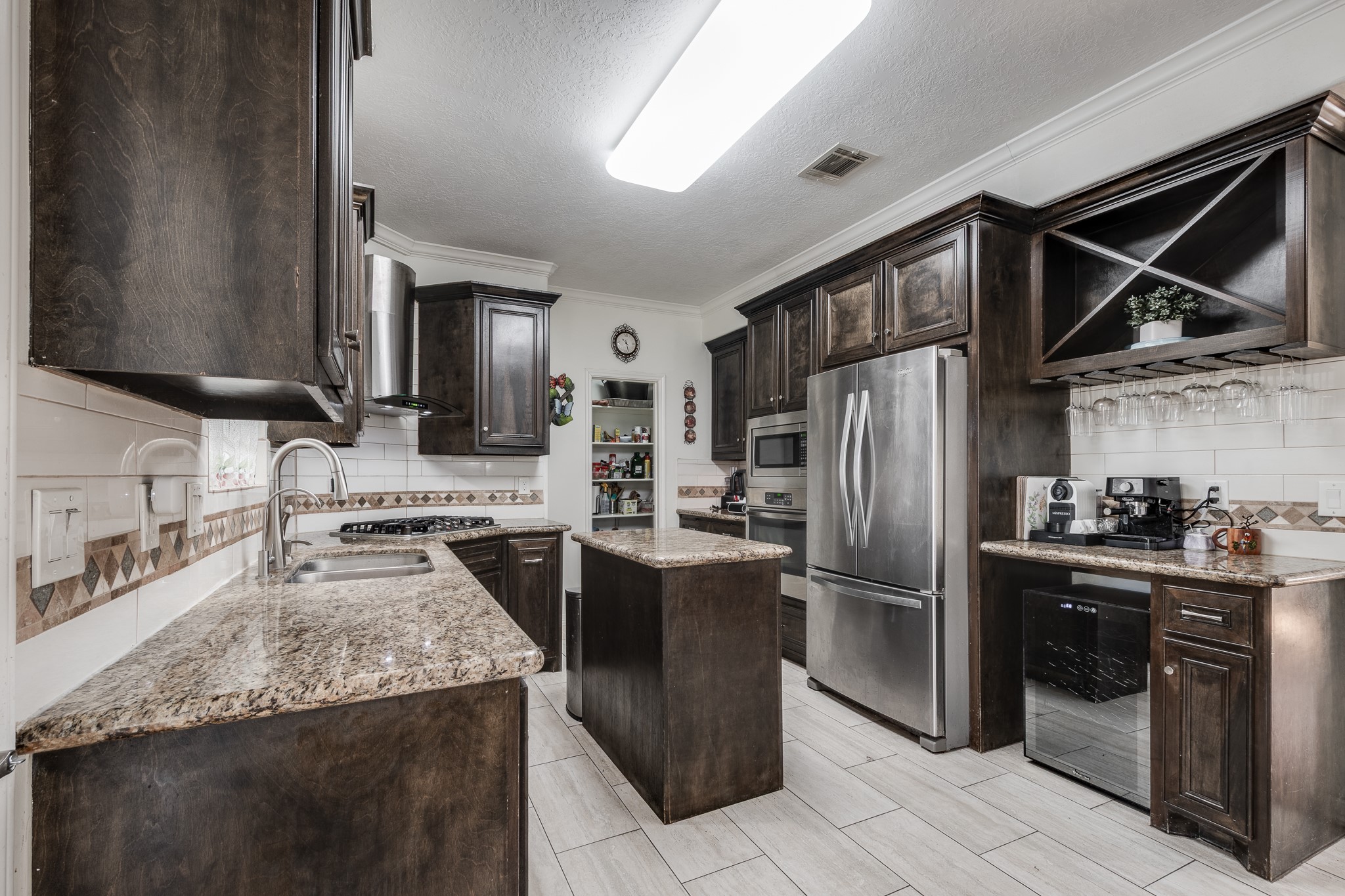 Inset oven and dry bar.