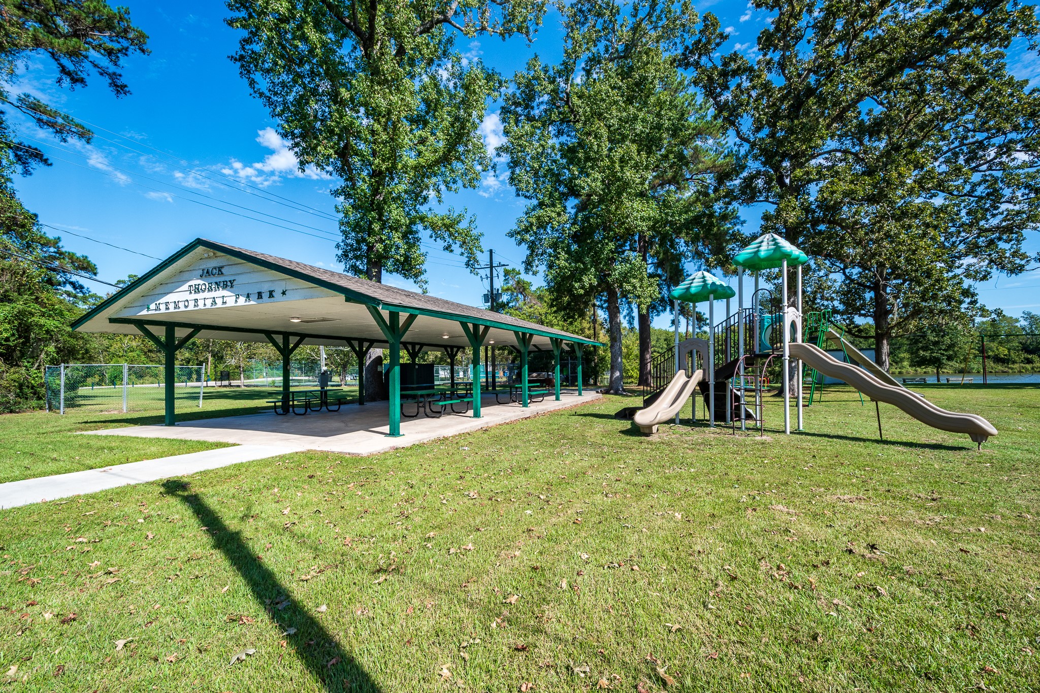 Community pavilion off the lake