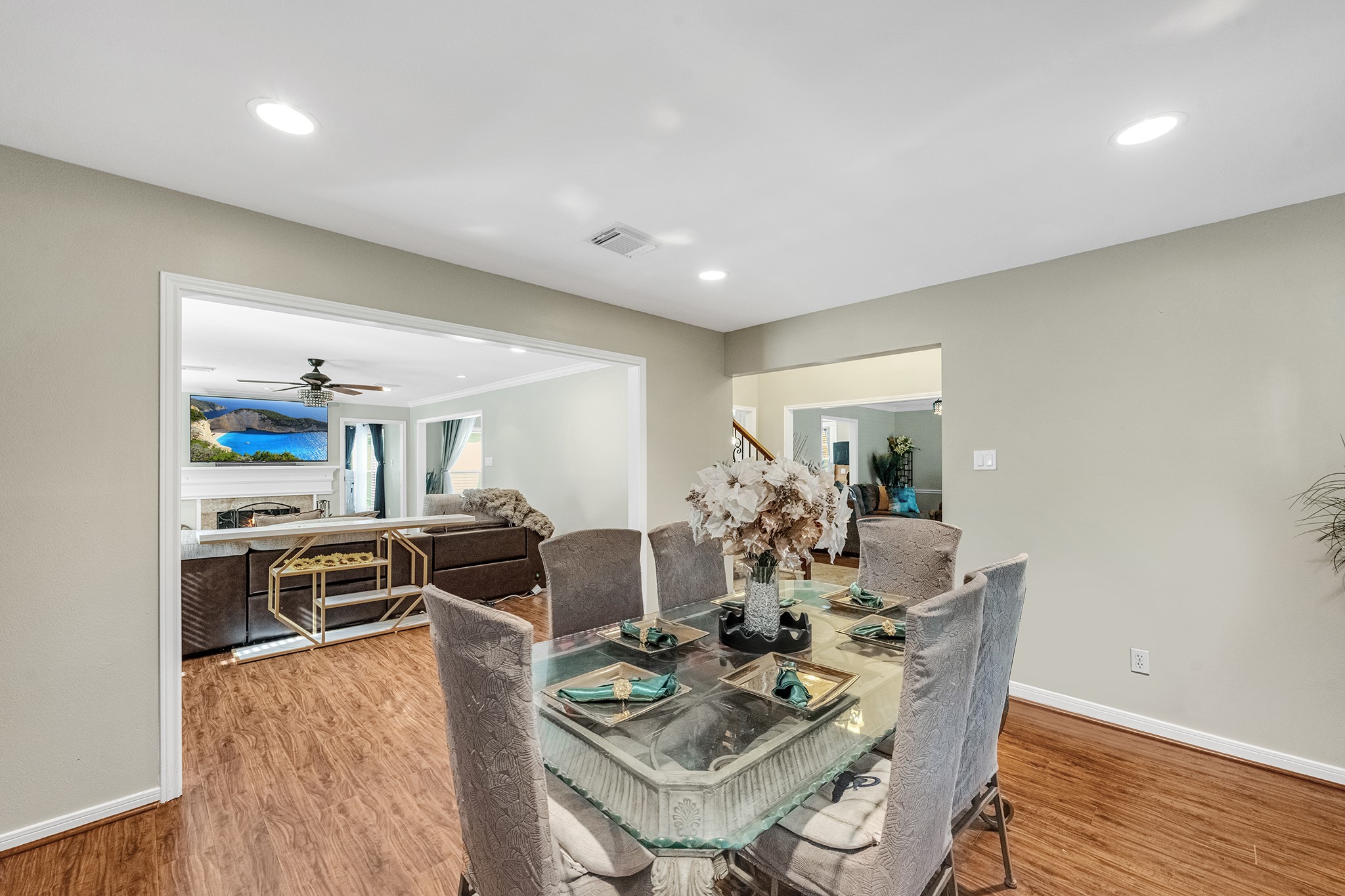 Another view of the formal dining room that is open to the family room and entry.