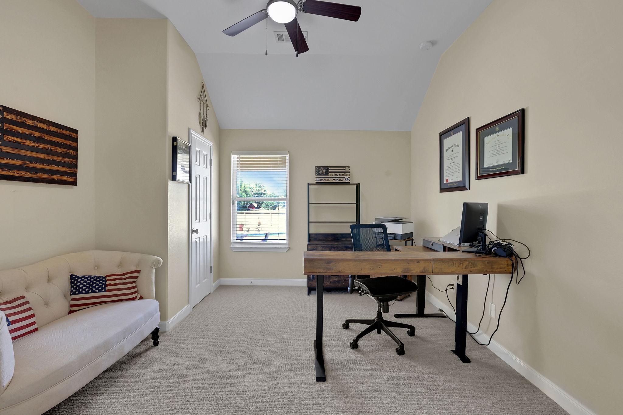 Secondary bedroom being used as a home office