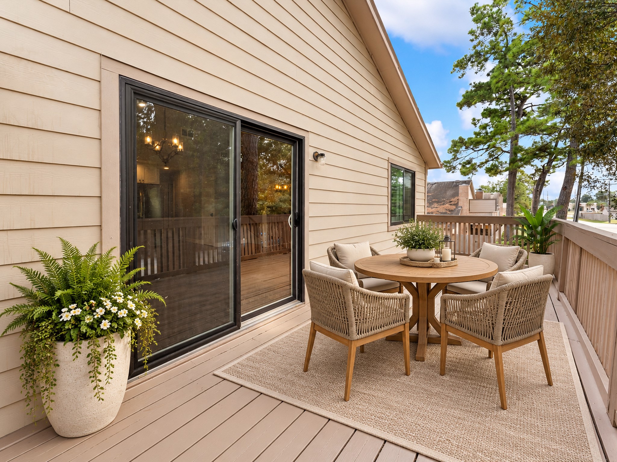 Balcony off dining room for extra entertaining space or to enjoy morning coffee