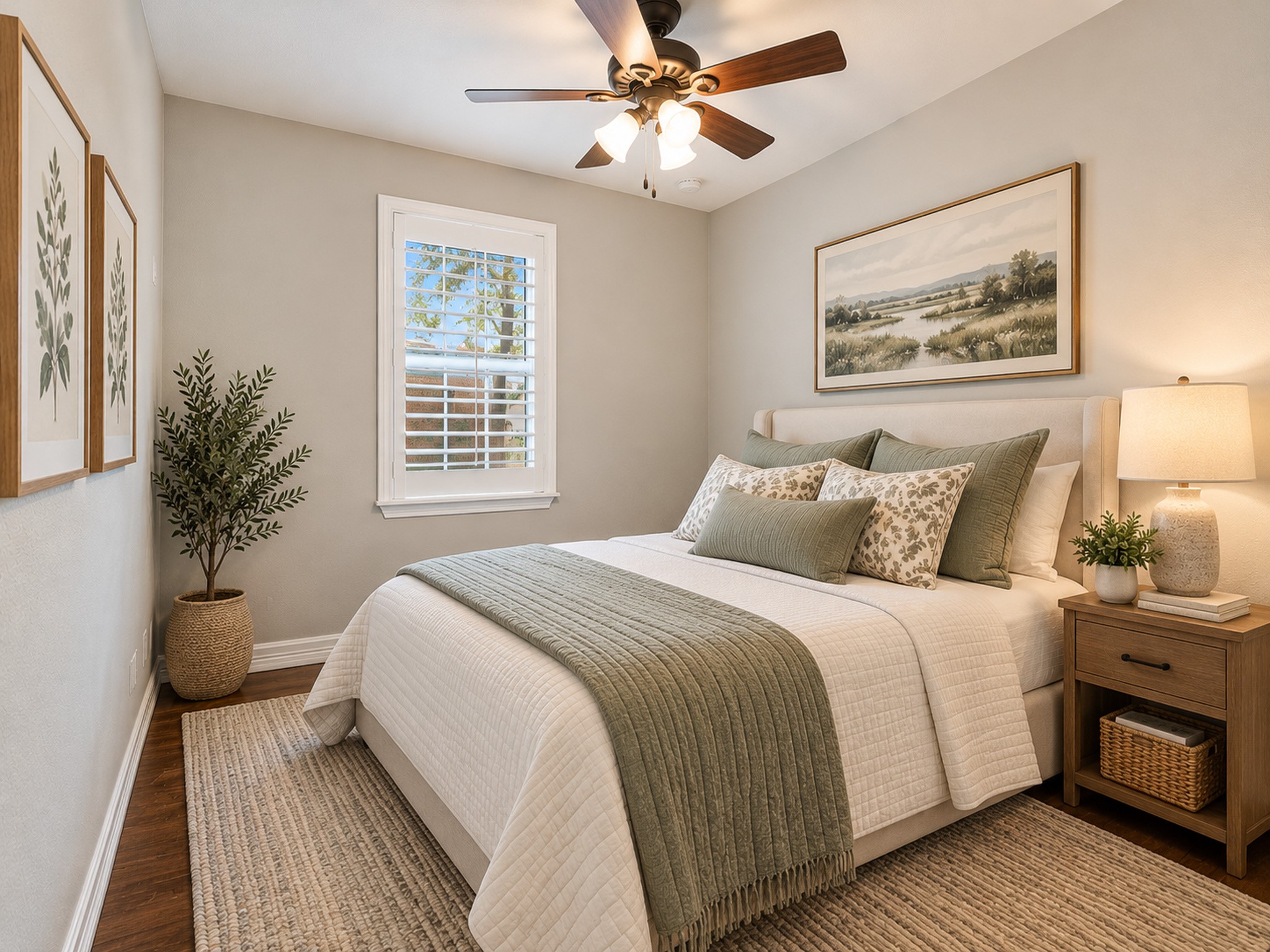 Virtually staged secondary bedroom