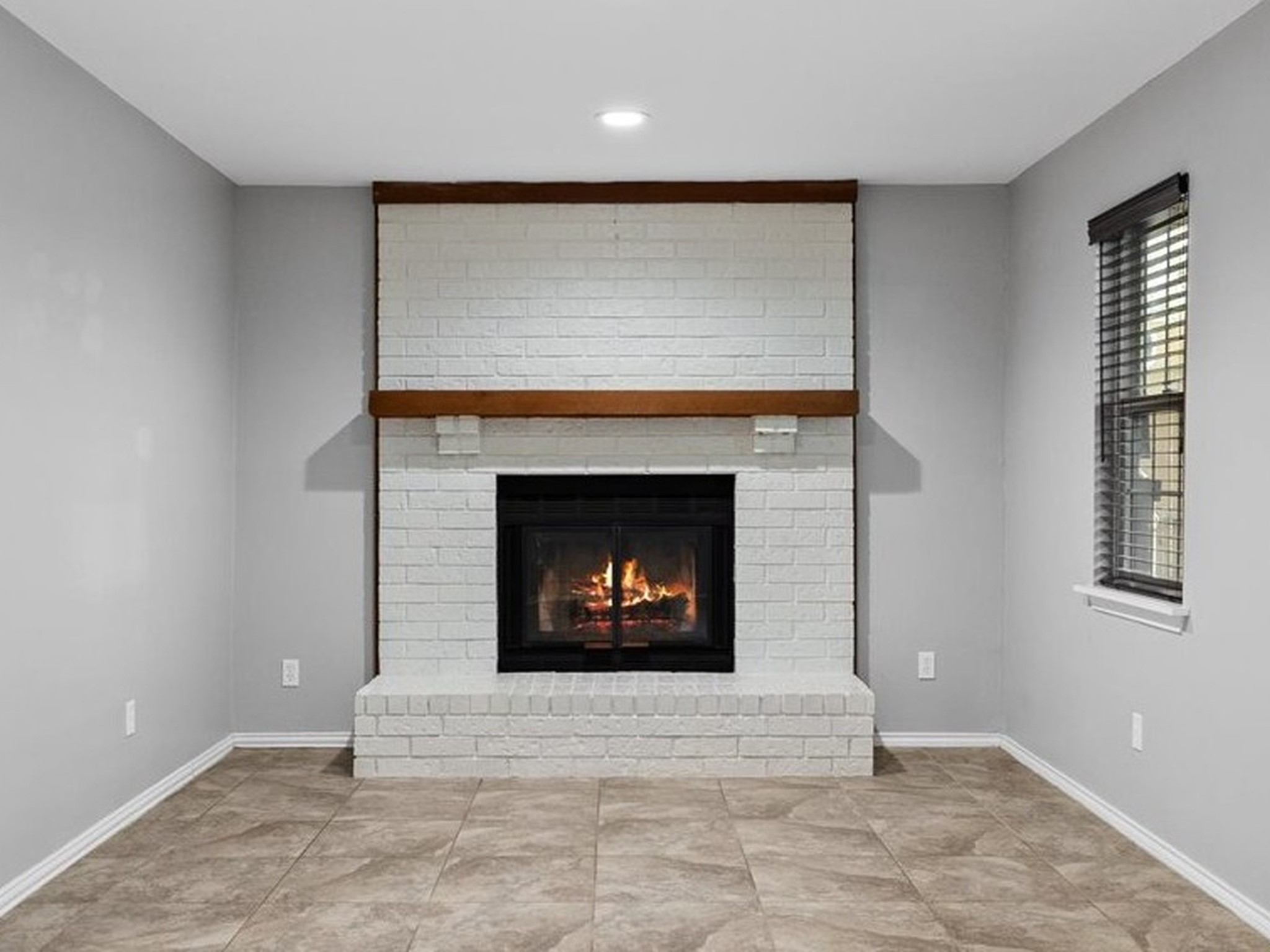Beautiful painted brick fireplace