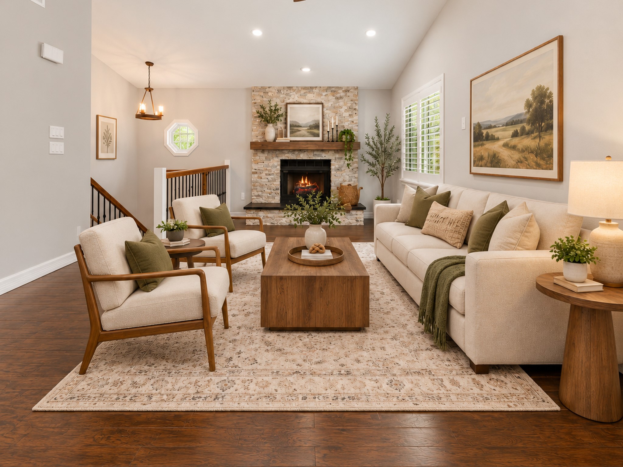 Virtually staged living room