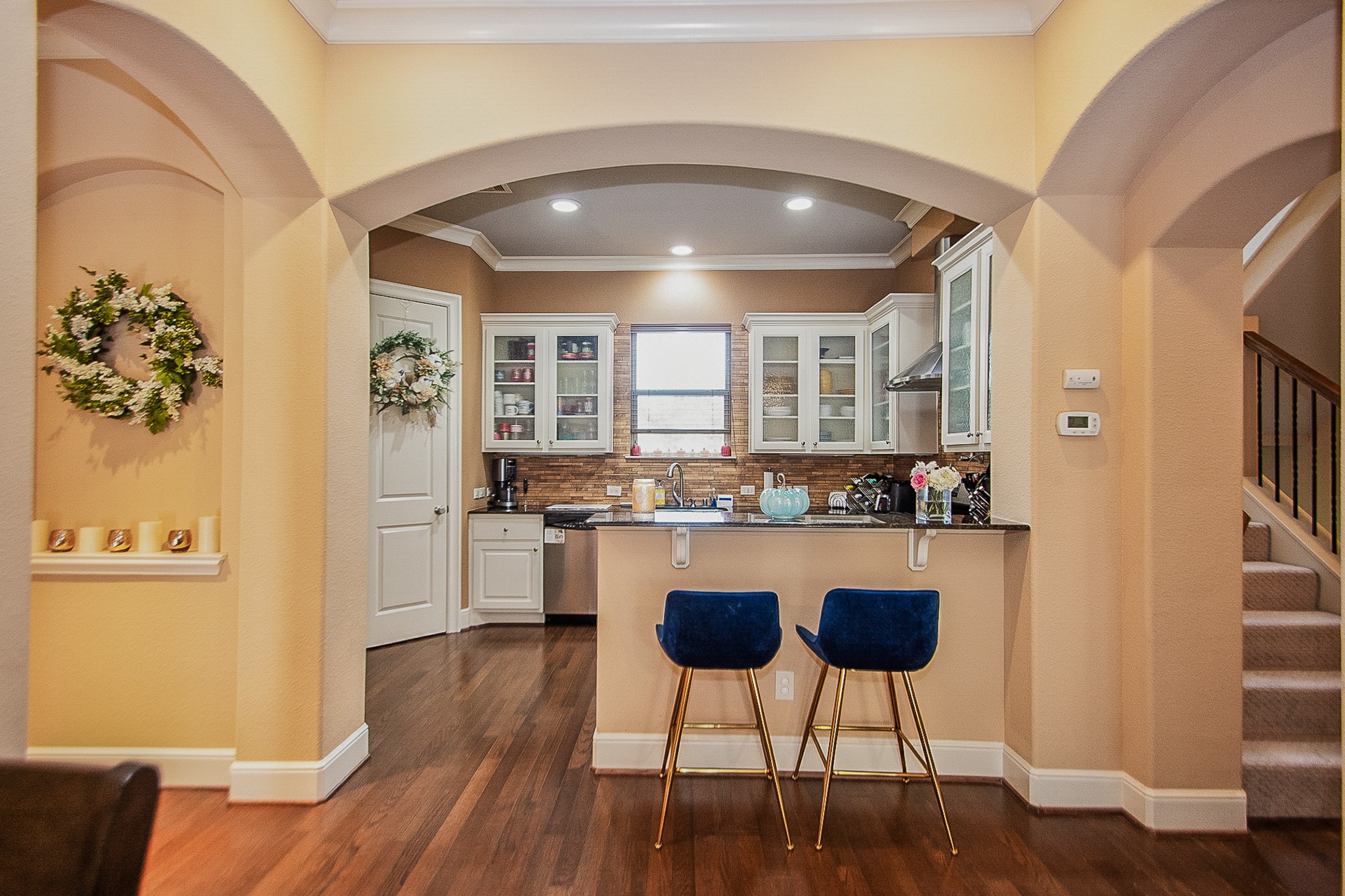 Living and dining areas looking into the kitchen