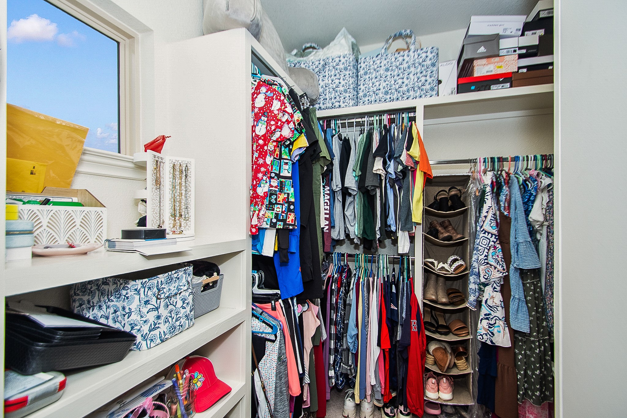 Oversized closet with custom shelving
