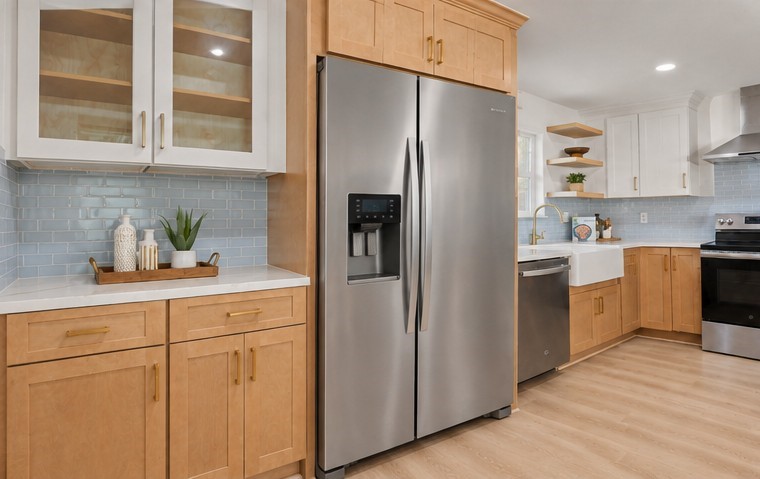 This photo has been modified by AI. The fridge is different.