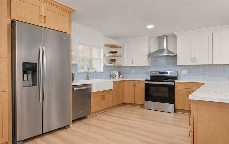 This photo has been modified by AI. The fridge is different.