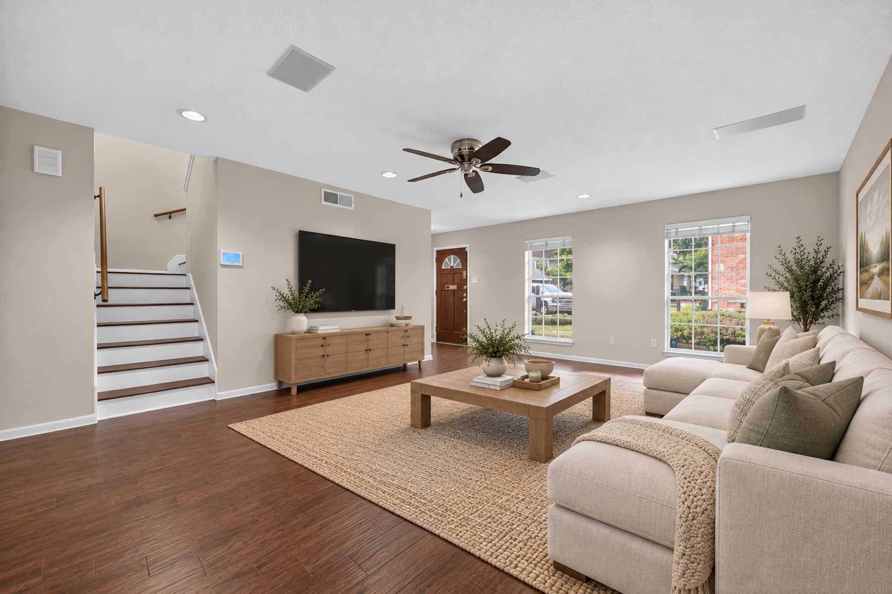 Virtually staged living room.