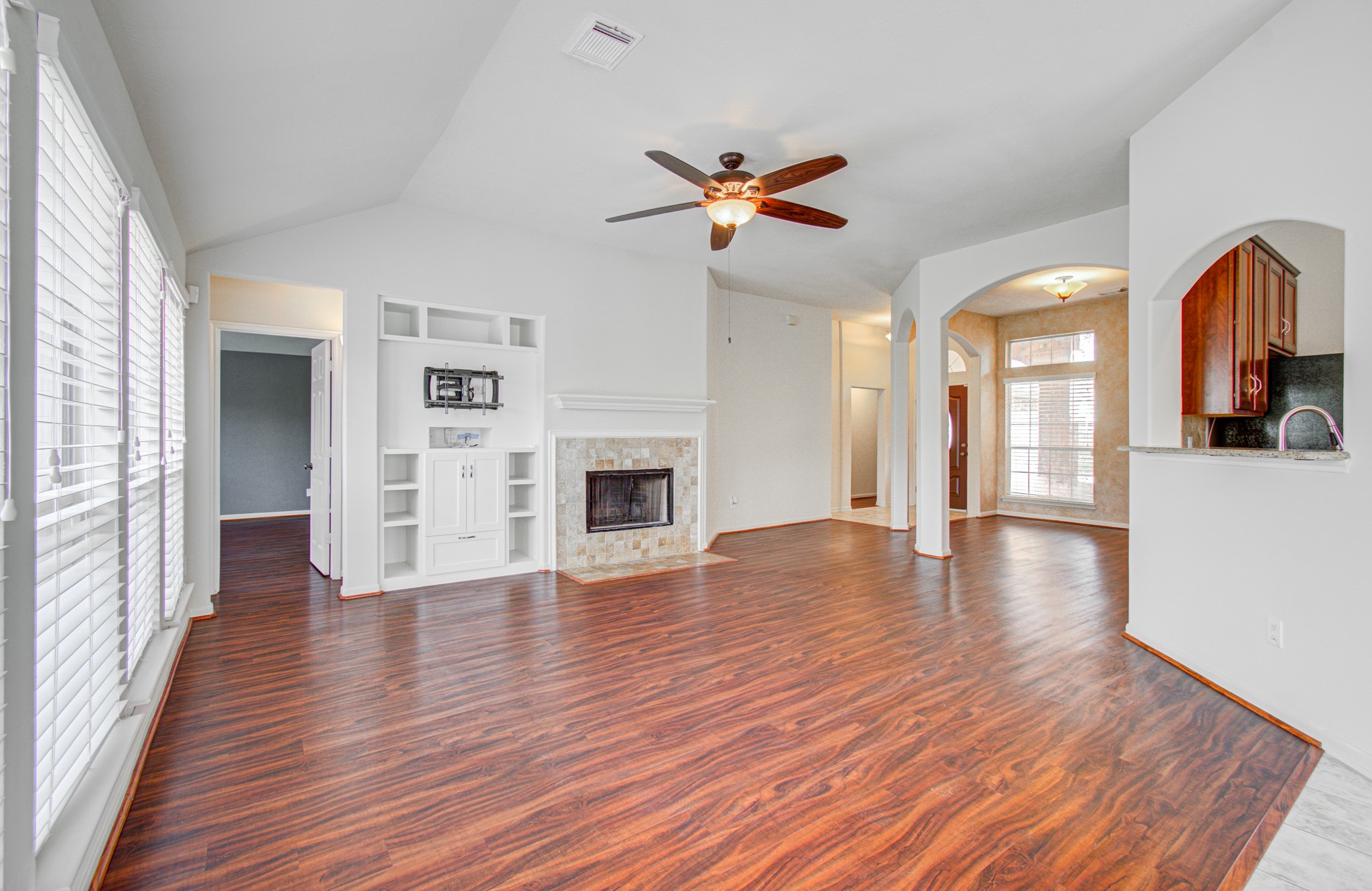 This view is from the back door showing how open and roomy the floor plan really is.