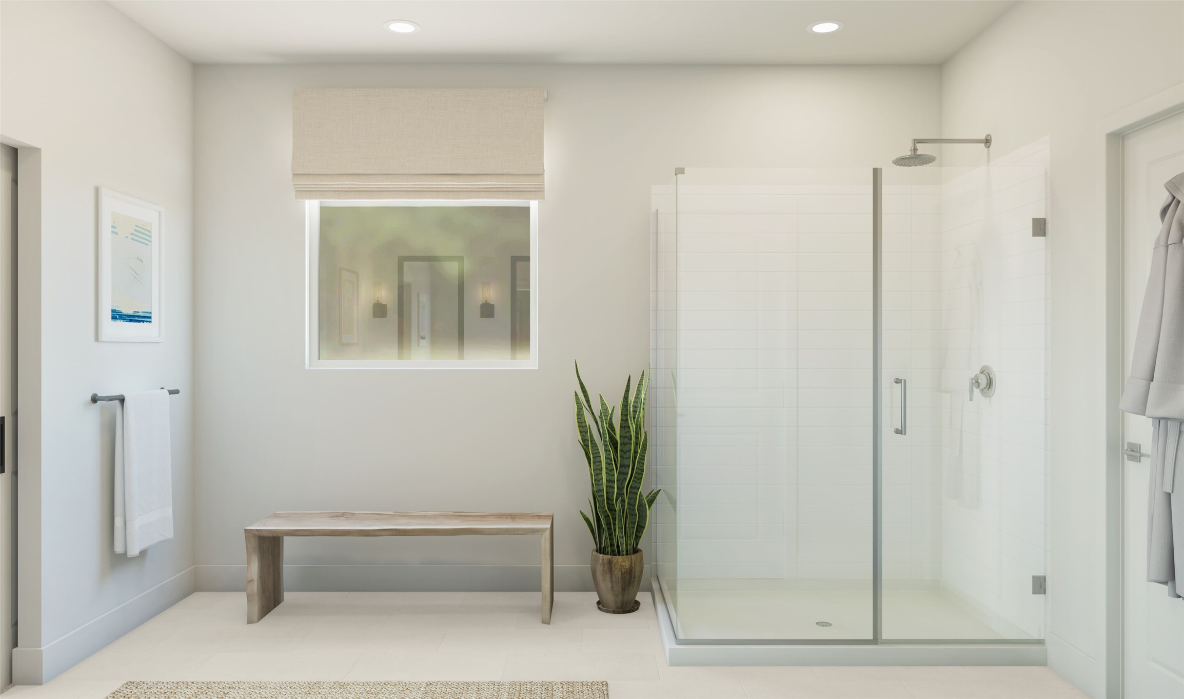 Serene primary bath (*Artist rendering used for illustration purposes only. Colors/finishes may differ from the ones currently selected in the home.)