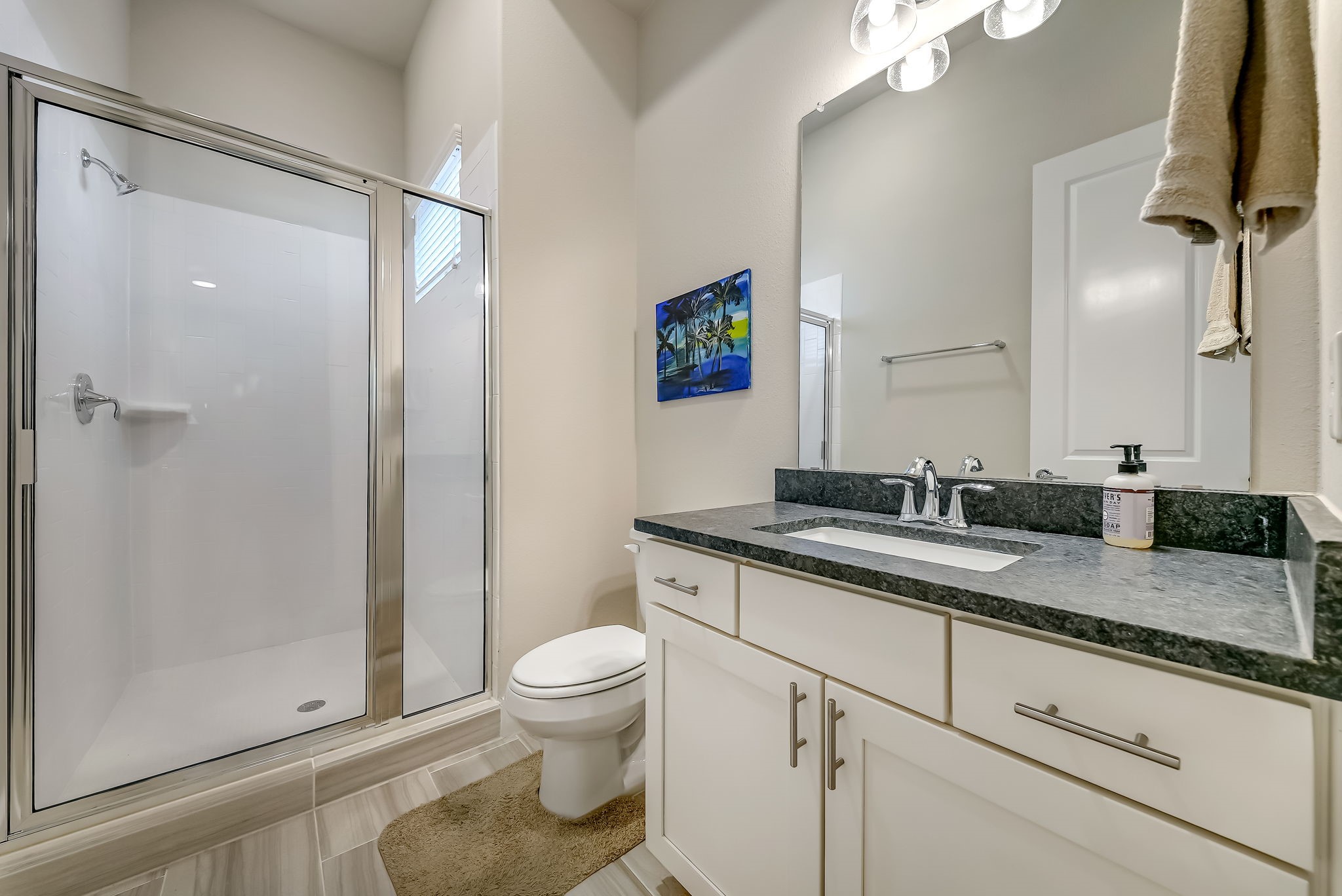 Full secondary bath featuring a walk-in shower and contemporary finishes.