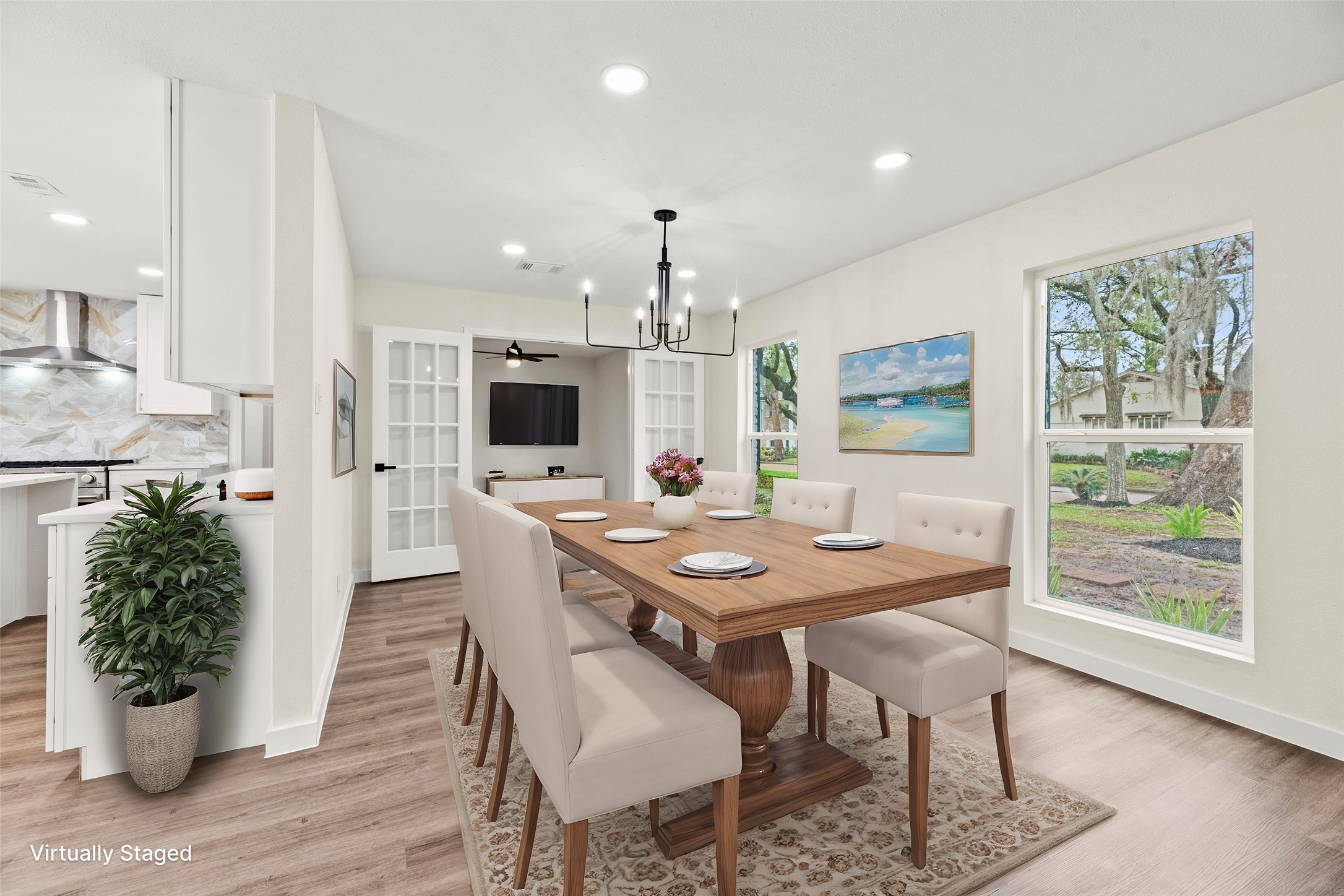 Virtually staged dining room.