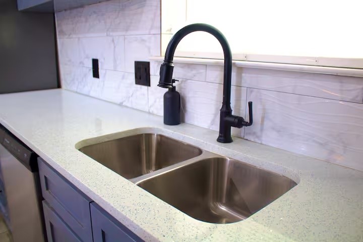 Quartz counters and undermount sink Quartz counters and undermount sink