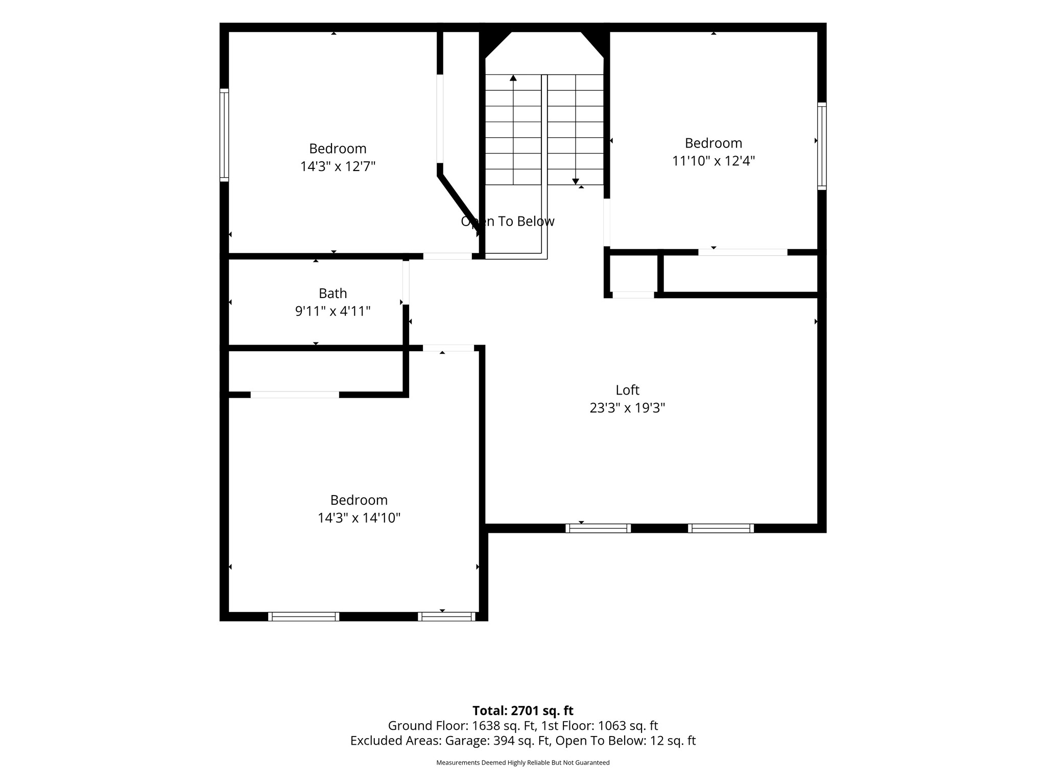 The 2nd-floor plan includes 3 secondary bedrooms, a completely remodeled full bath and a generously sized game room.