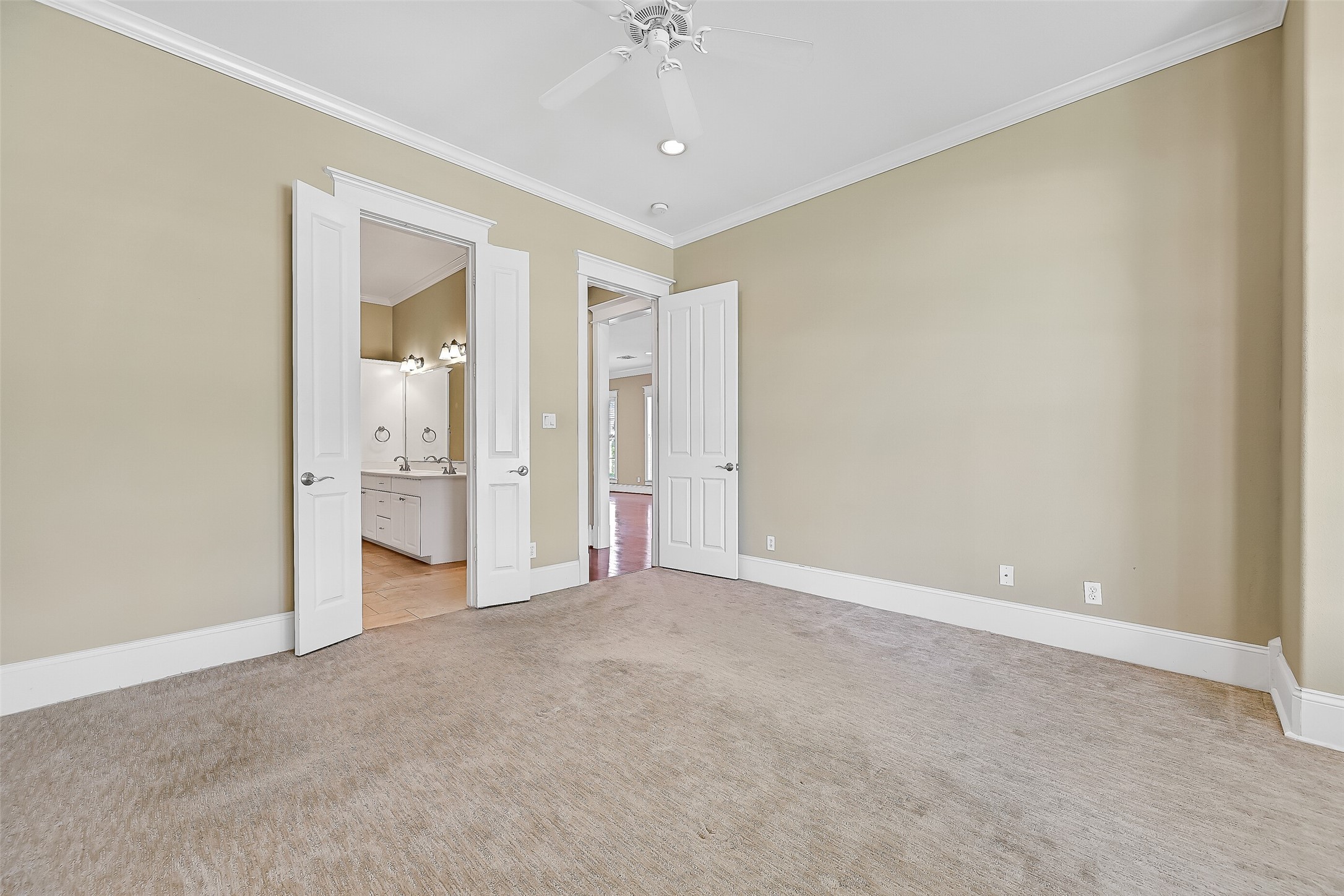Primary bath access is had by the double doors to the left.