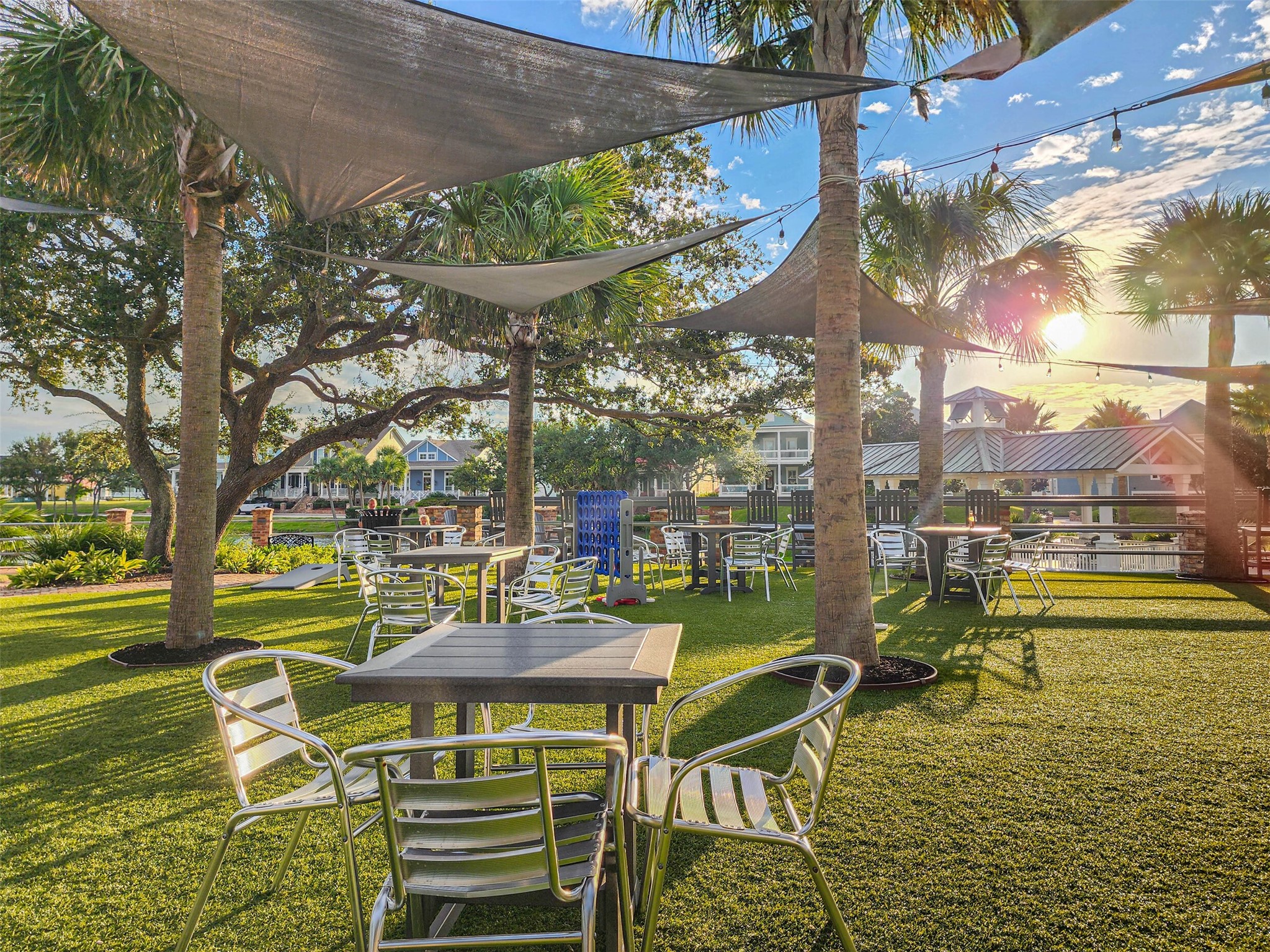 Dine al fresco with views of the meticulous landscaped grounds of Evia, with a lake view in the distance. All of this is just a short walk away!