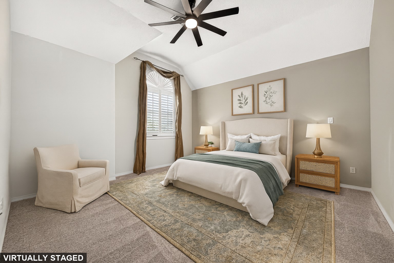 Virtually staged secondary bedroom