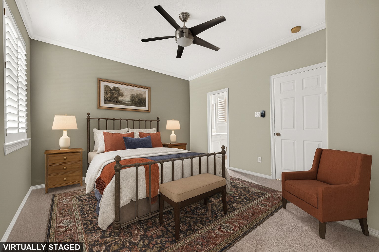Virtually staged secondary bedroom