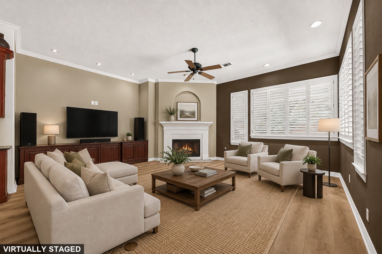 Virtually staged living room