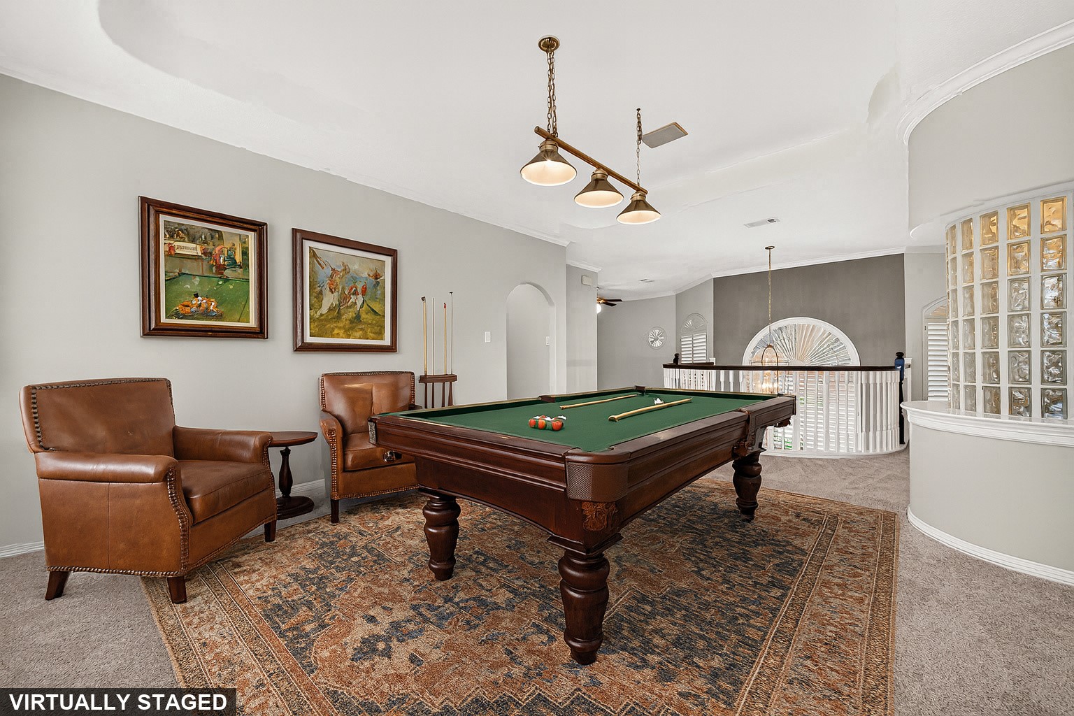Virtually staged game room