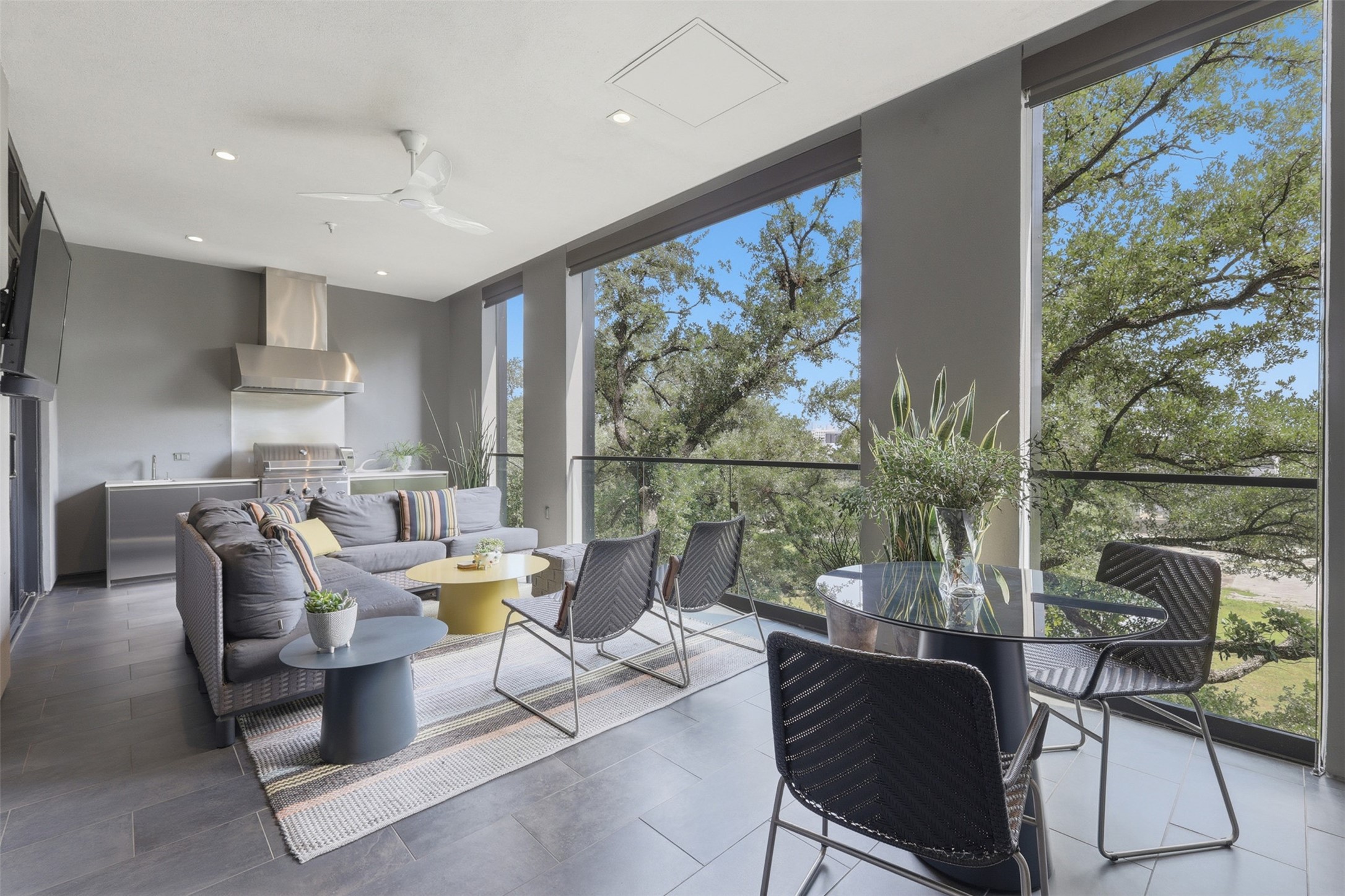 Enjoy gorgeous oak tree views and a southern exposure. A premier location within the building.
