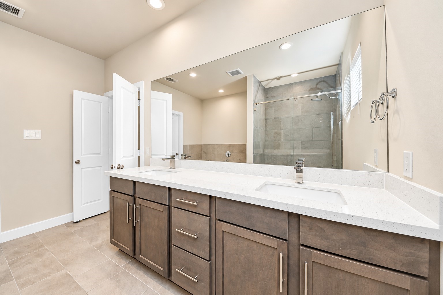 Primary bathroom with double sinks