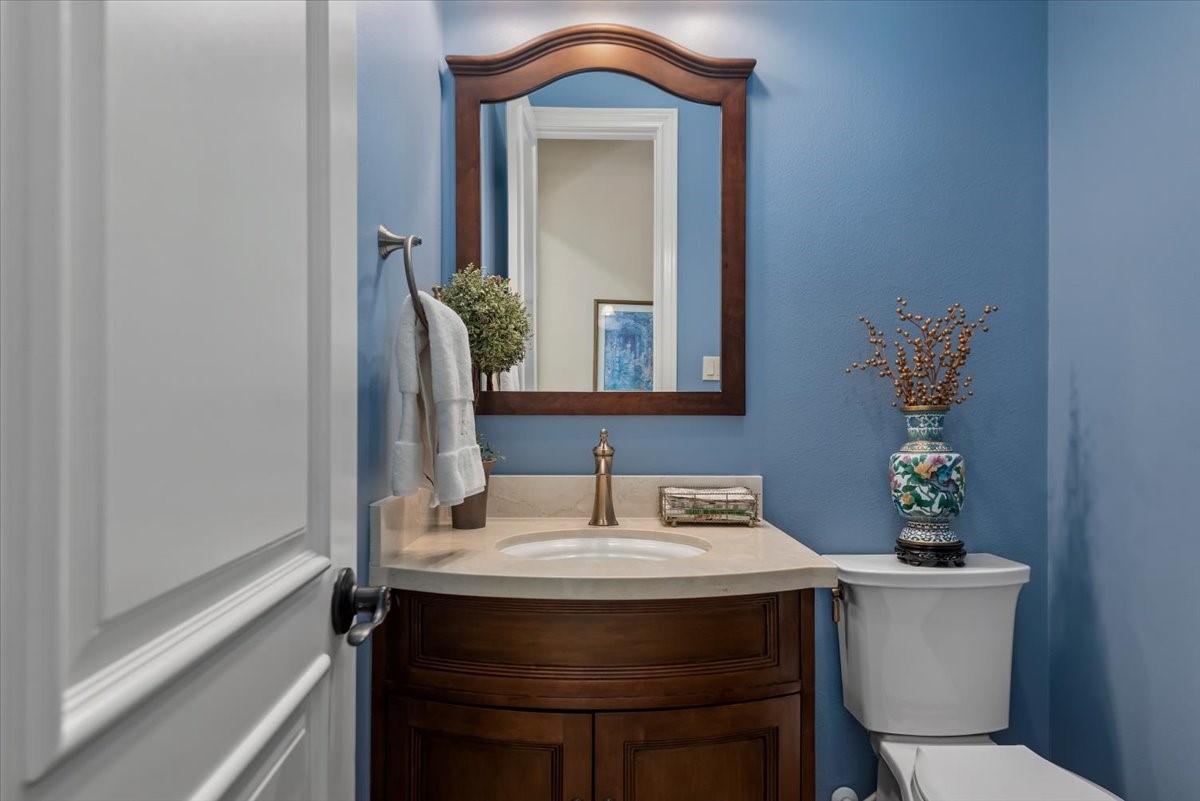 The powder room.