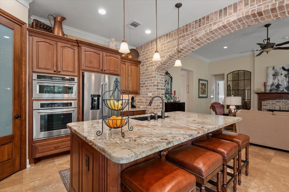 The kitchen is open to the family room.