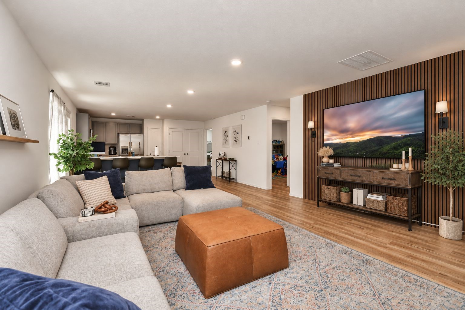 Accent wall added to this cozy living room (virtually added to original picture)!